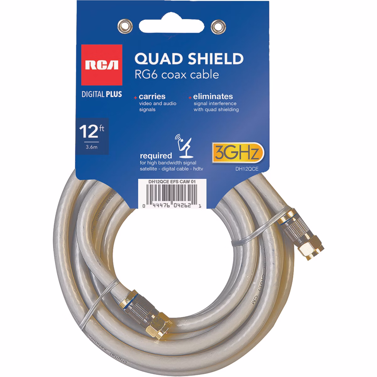 RCA 12 Ft. Gray Quad RG6 Coaxial Cable