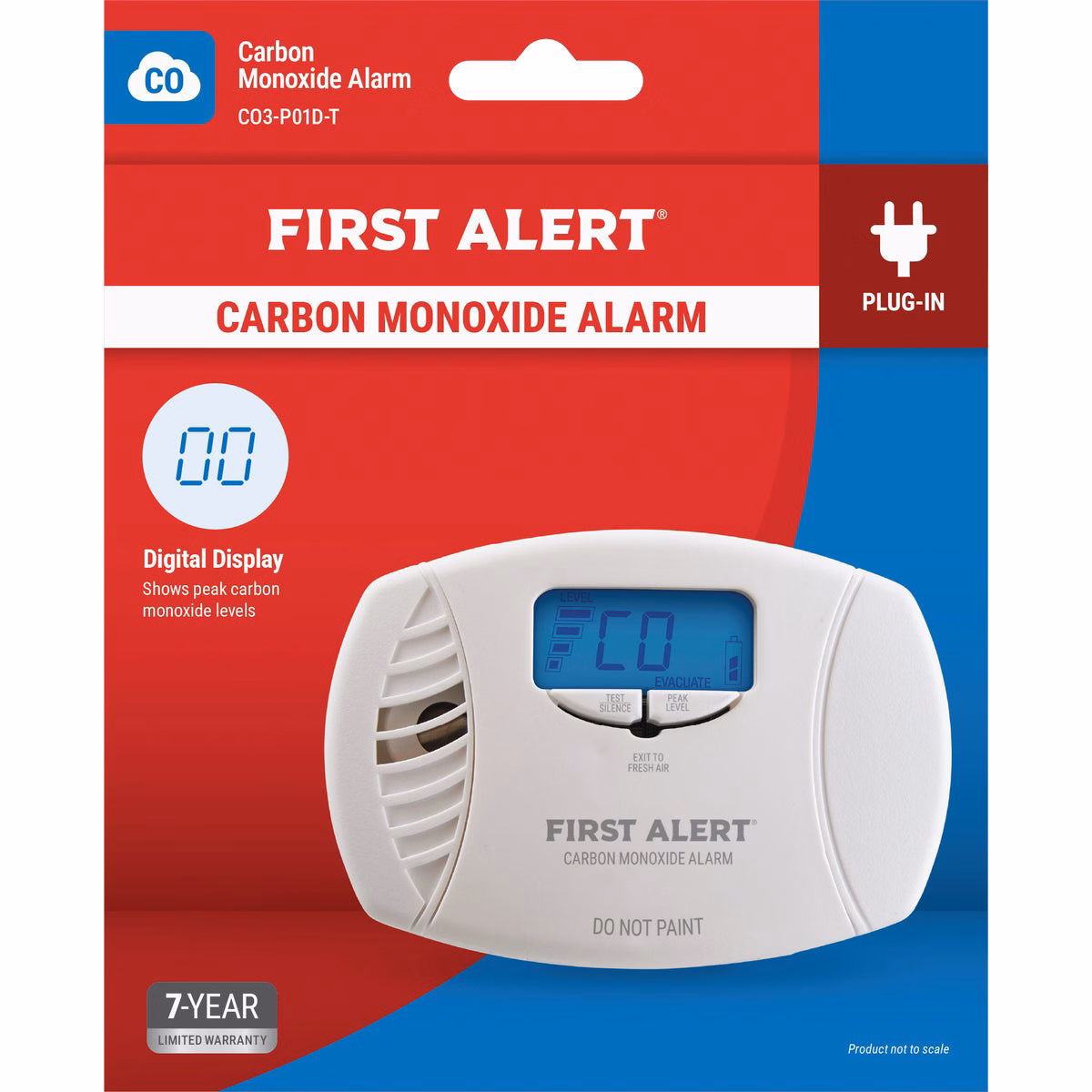 First Alert CO615 Plug-In Electrochemical Carbon Monoxide Alarm with Battery Backup and Digital Display