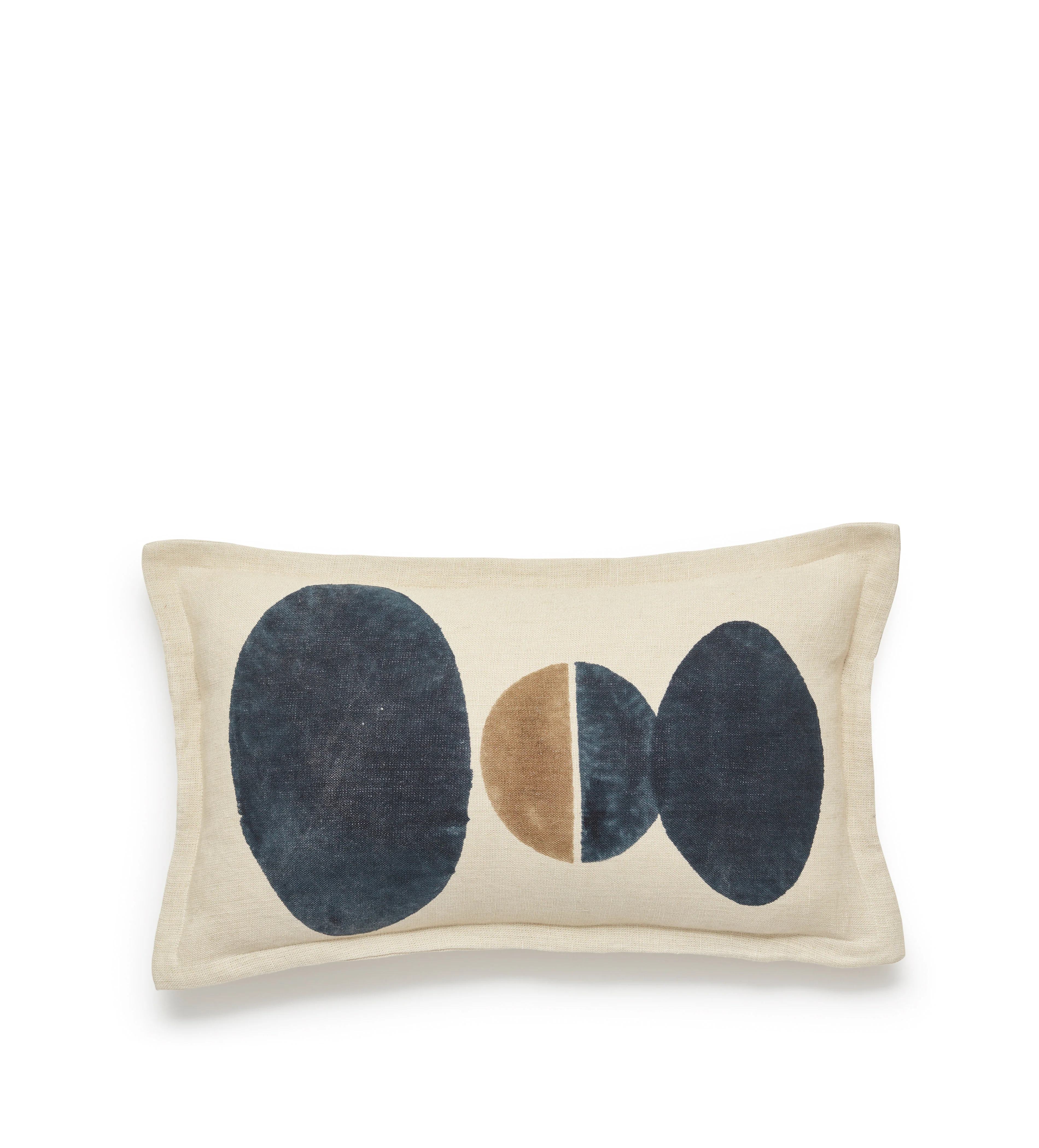 Dera Oval Cushion Cover – Oatmeal/Blue