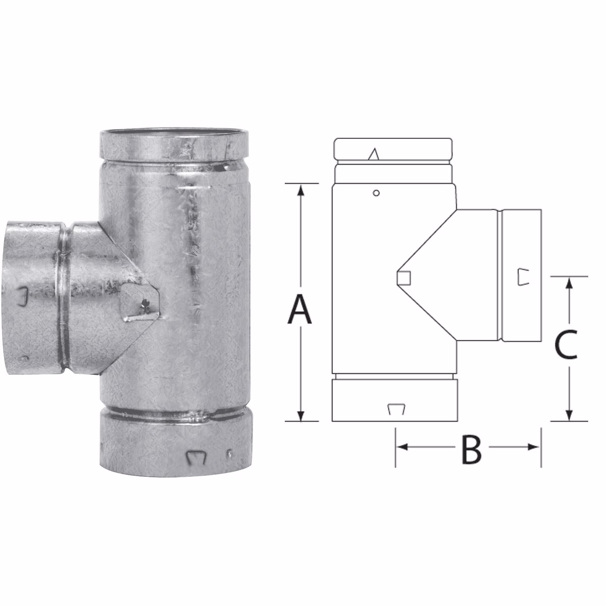SELKIRK RV 3 In. x 6-5/8 In. x 4-1/4 In. Gas Vent Tee