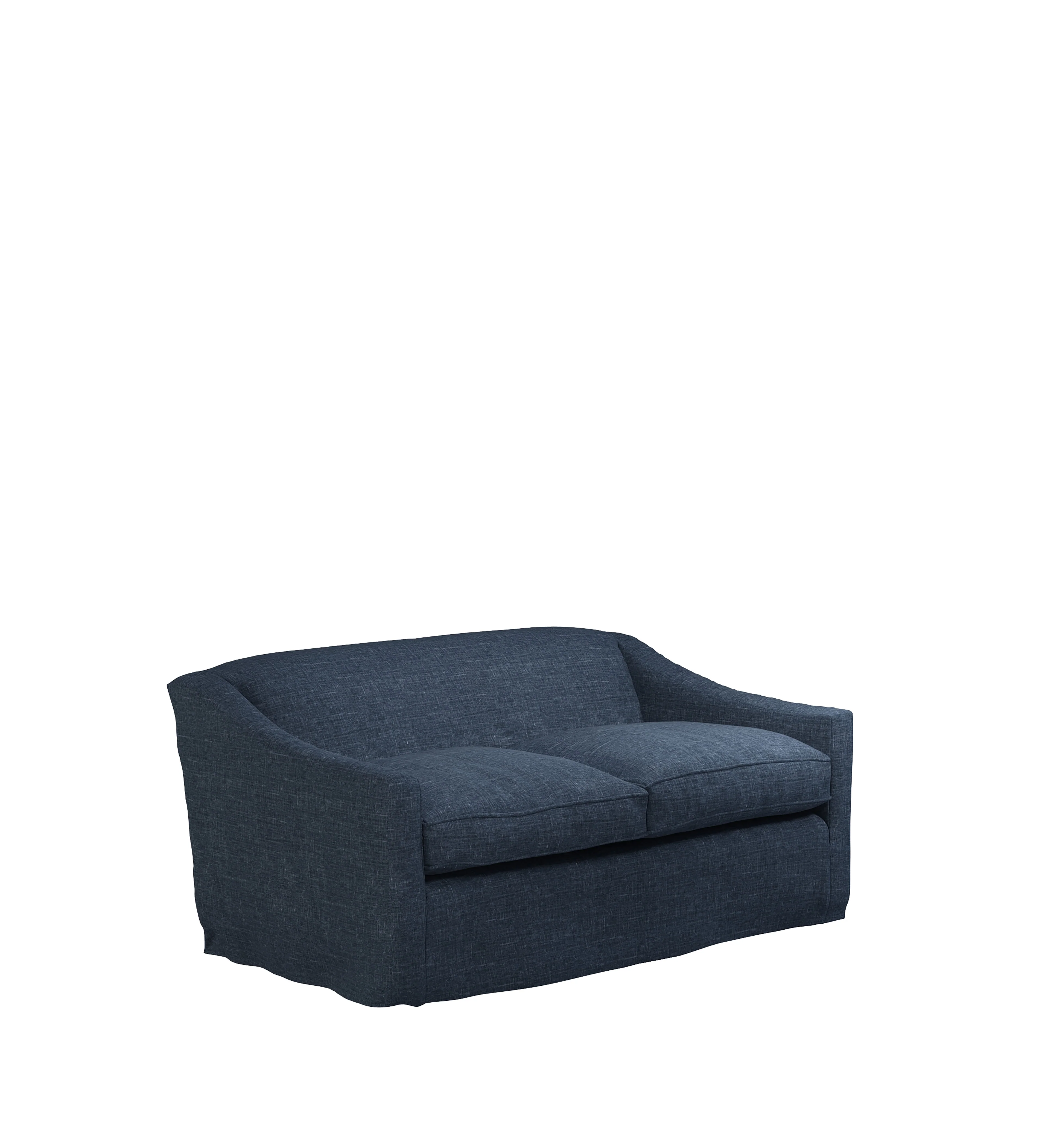 COVER ONLY – Egerton Laundered Linen Loose Cover for 2-Seater Sofa – Midnight Blue