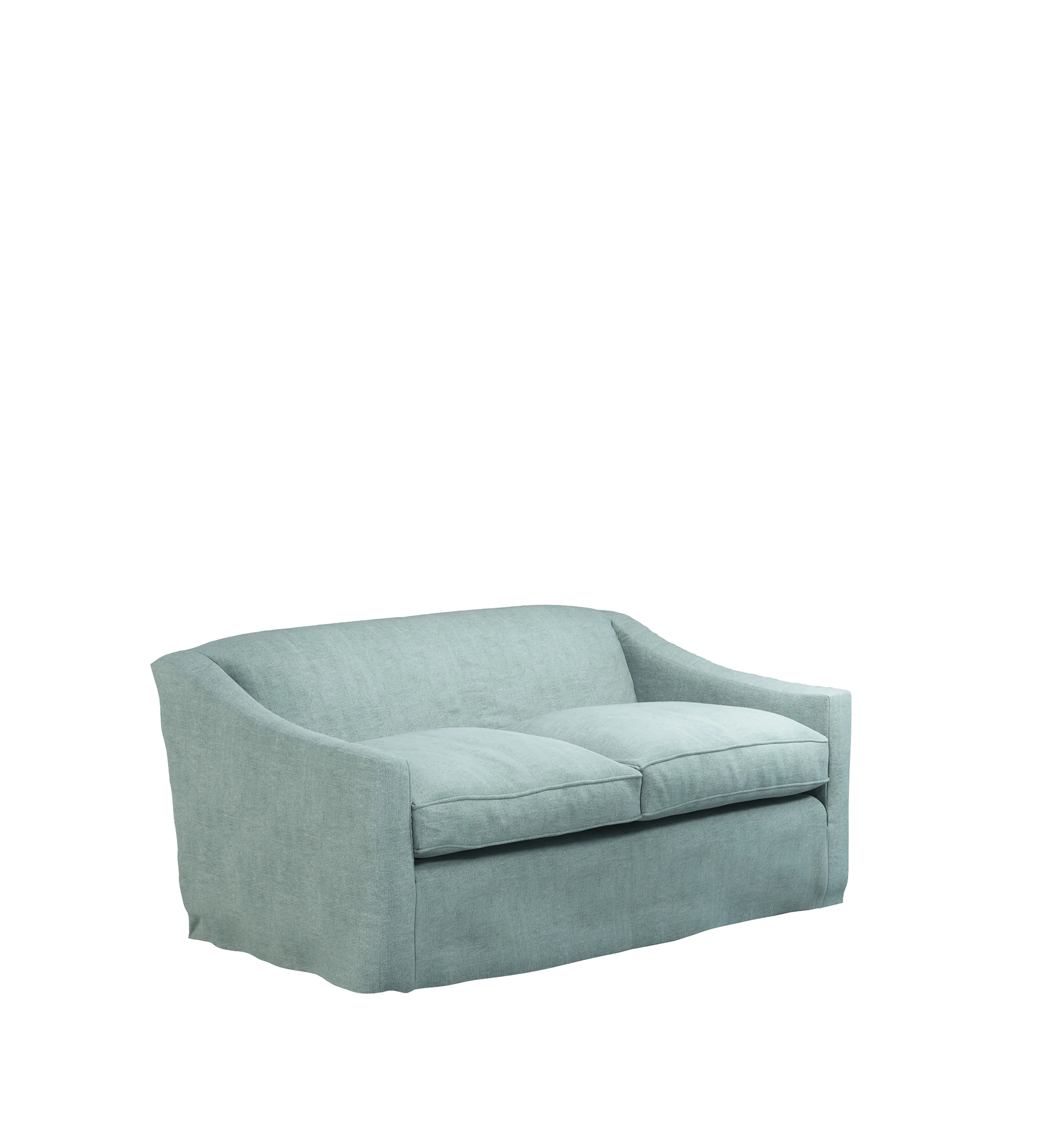 COVER ONLY – Egerton Stonewash Linen Loose Cover for 2-Seater Sofa – Aqua