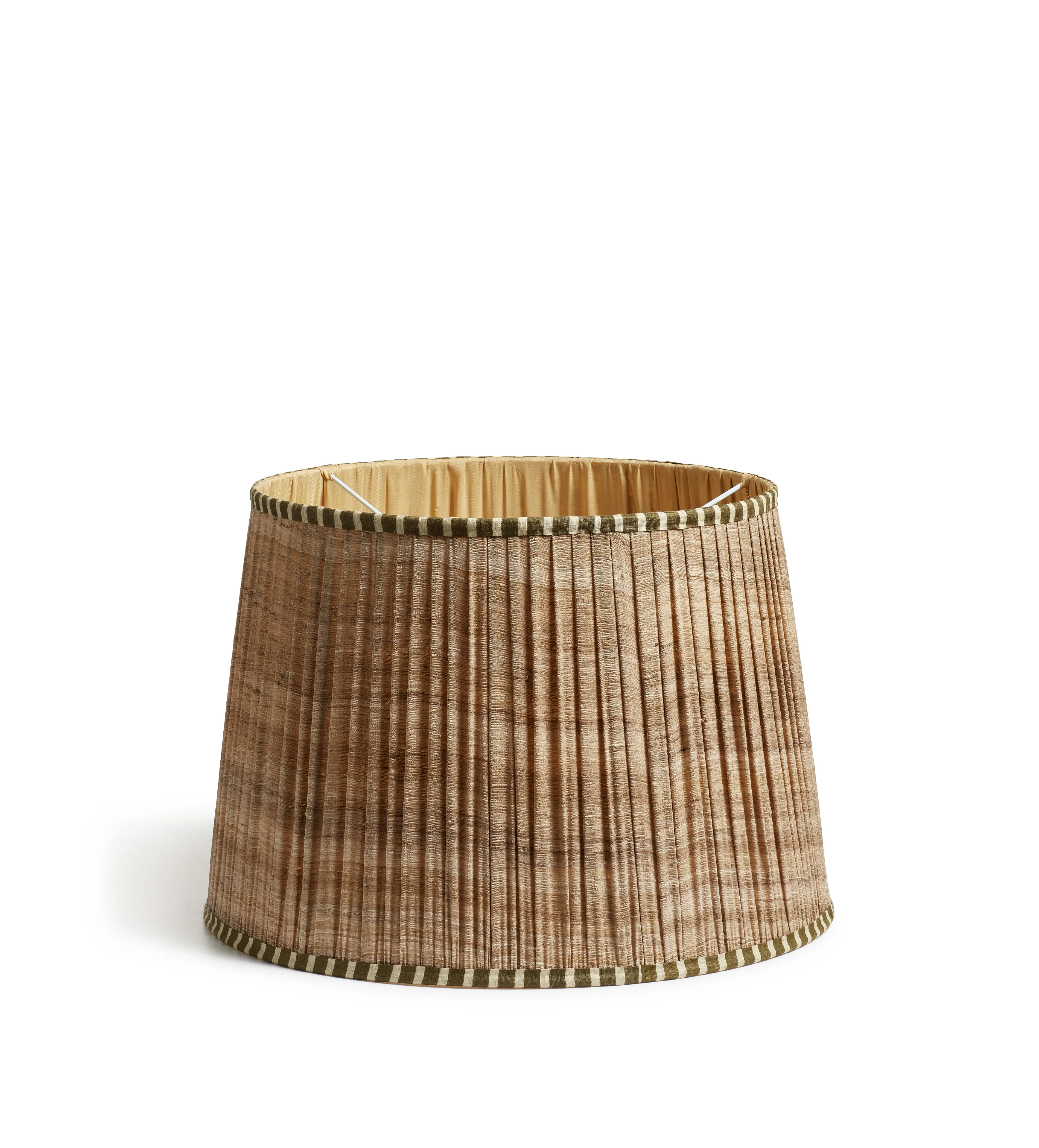 Elgin Pleated Silk Lampshade 45cm – Green/Natural