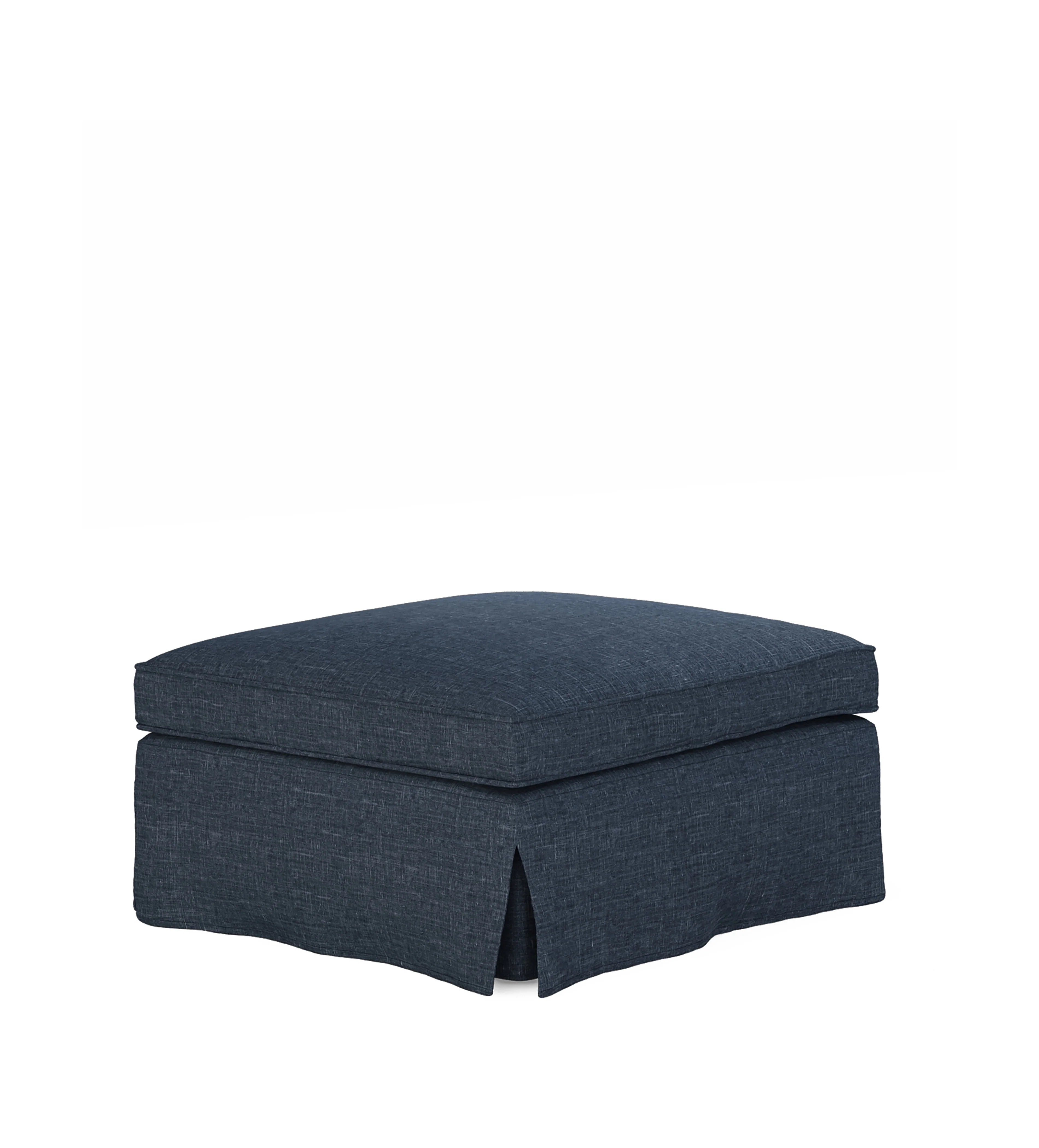 COVER ONLY – Fanshawe Laundered Linen Loose Cover for Square Footstool – Midnight Blue