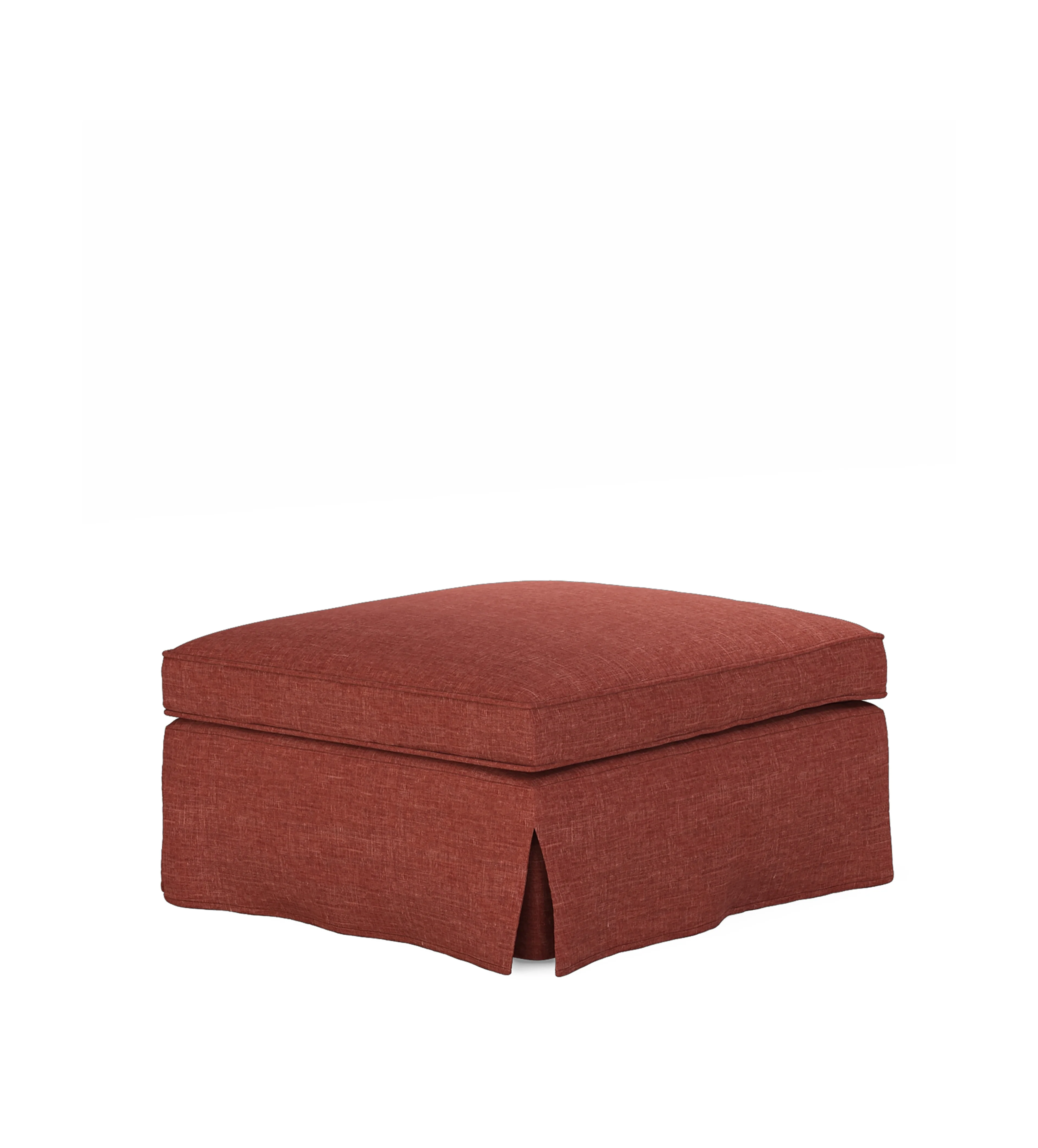 COVER ONLY – Fanshawe Laundered Linen Loose Cover for Square Footstool – Terra