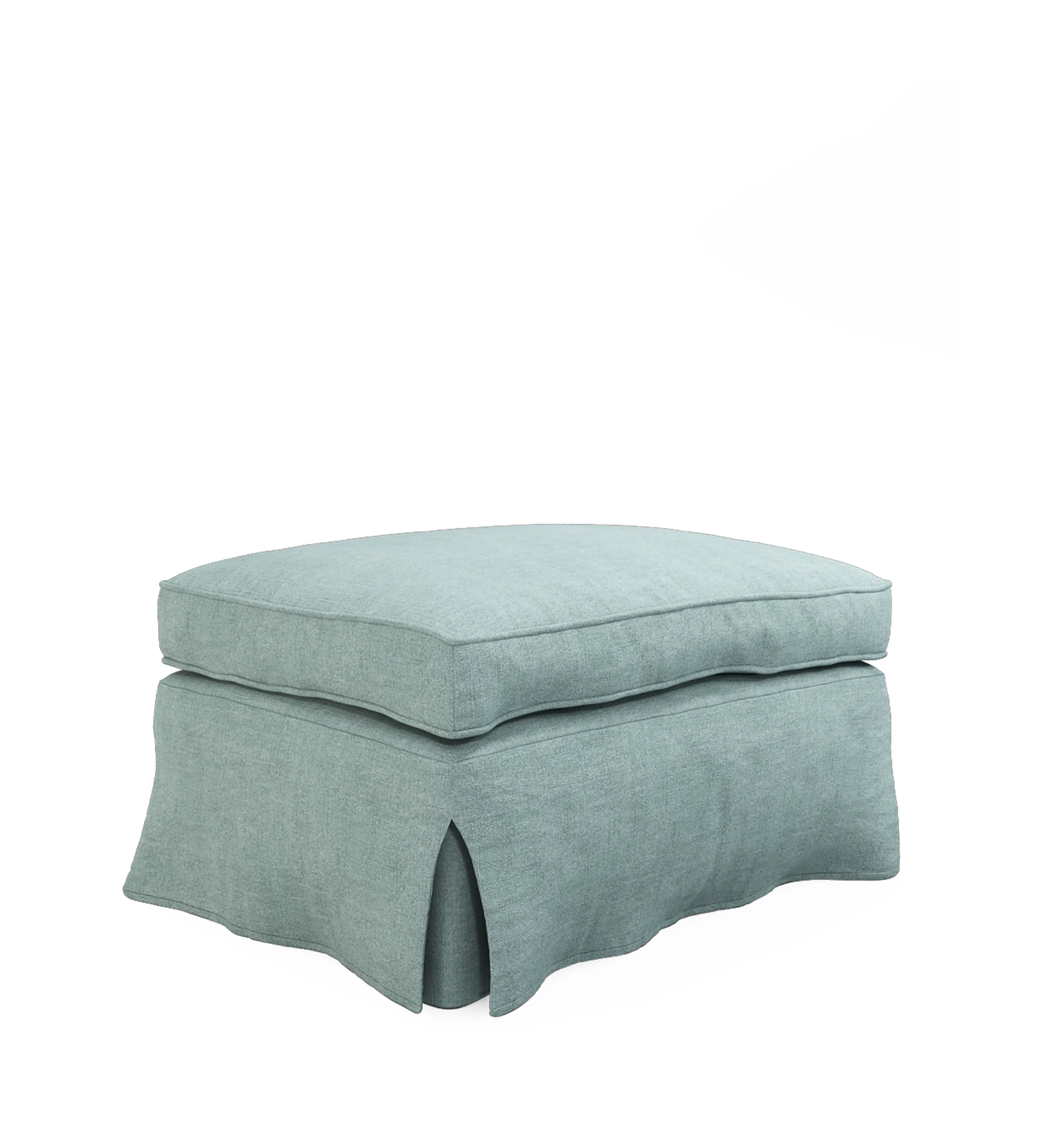 COVER ONLY – Fanshawe Stonewash Linen Loose Cover for Rectangular Footstool – Aqua