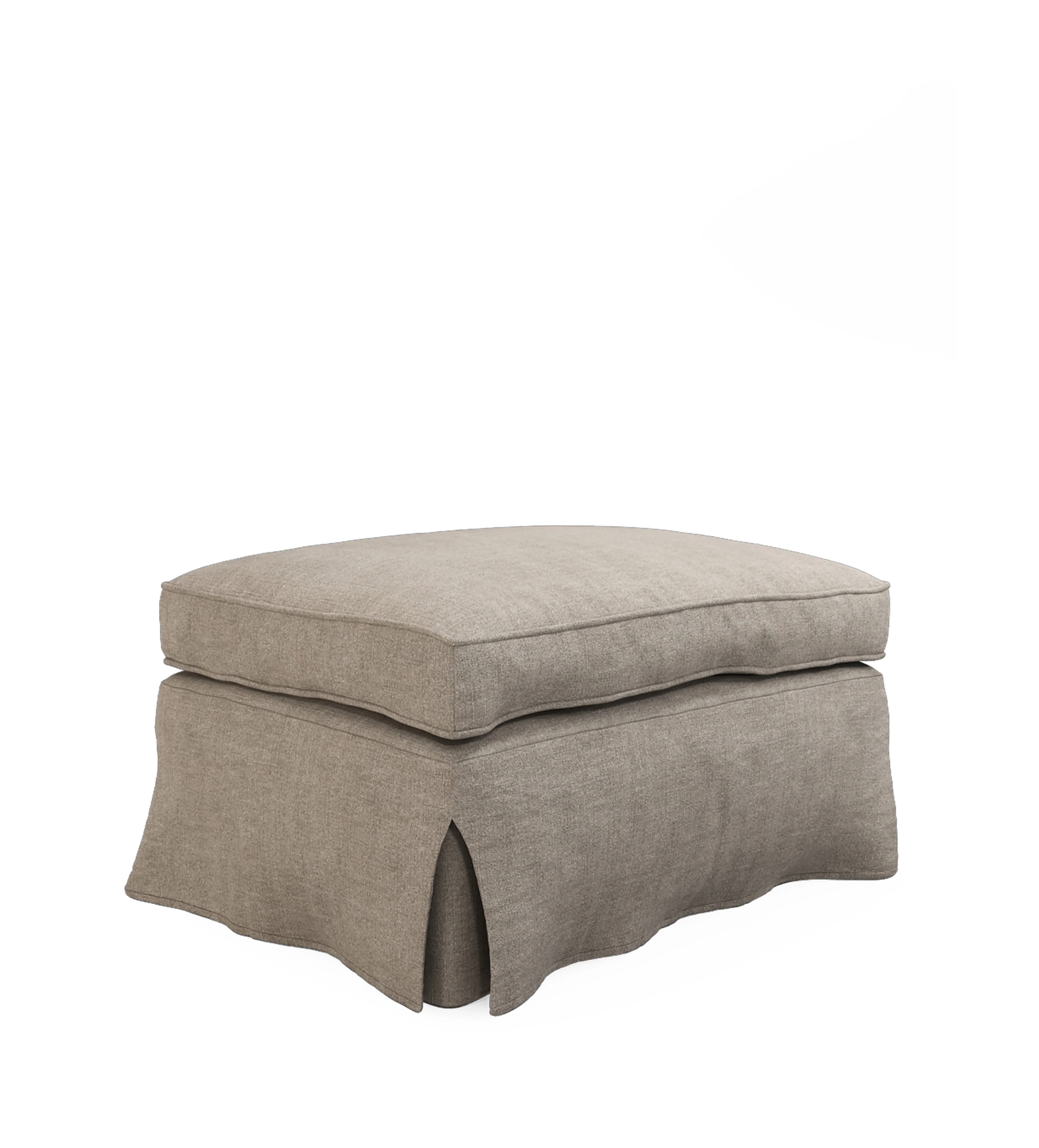 COVER ONLY – Fanshawe Stonewash Linen Loose Cover for Rectangular Footstool – Dyed Flax