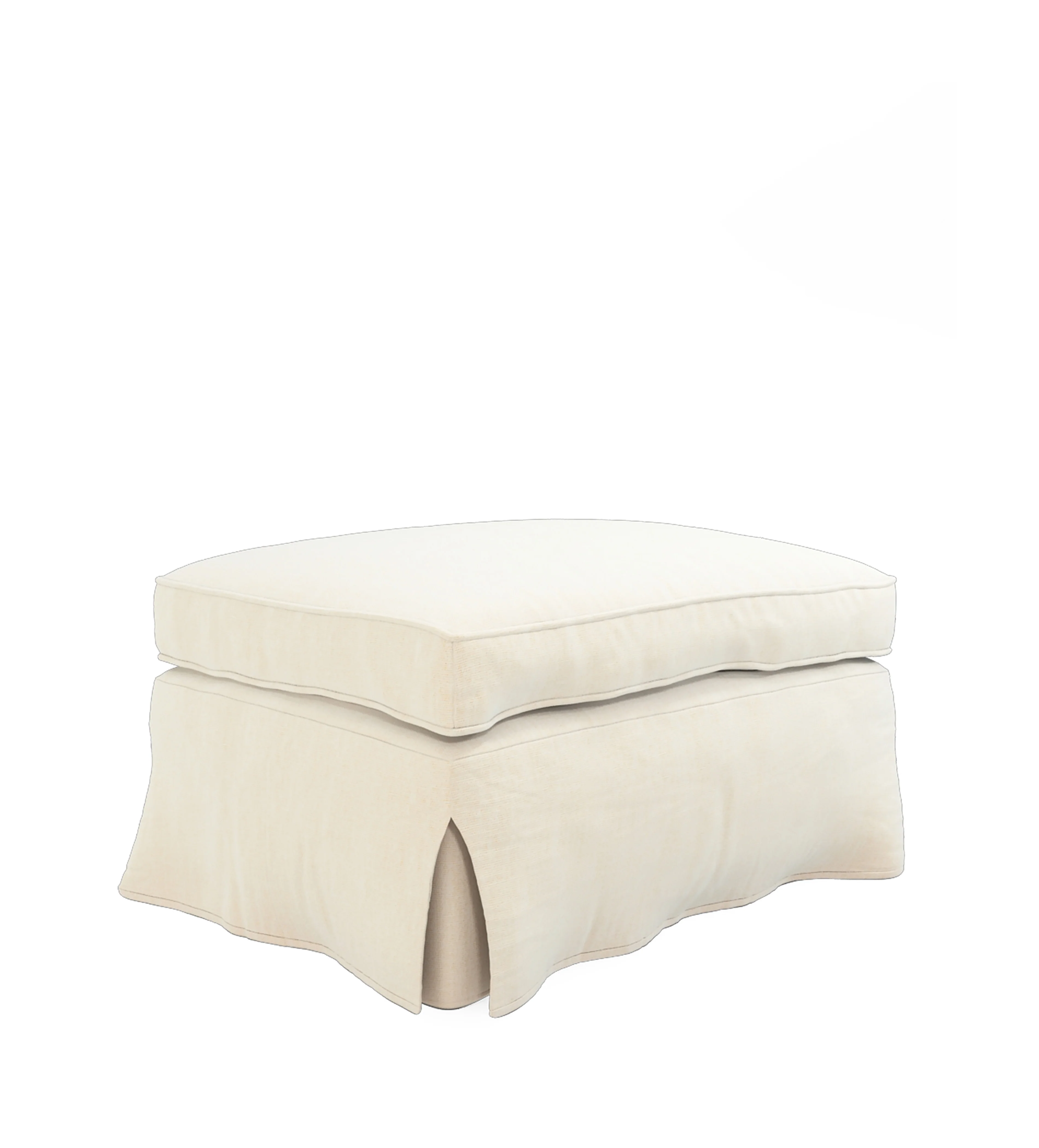 COVER ONLY – Fanshawe Stonewash Linen Loose Cover for Rectangular Footstool – Dyed Oyster