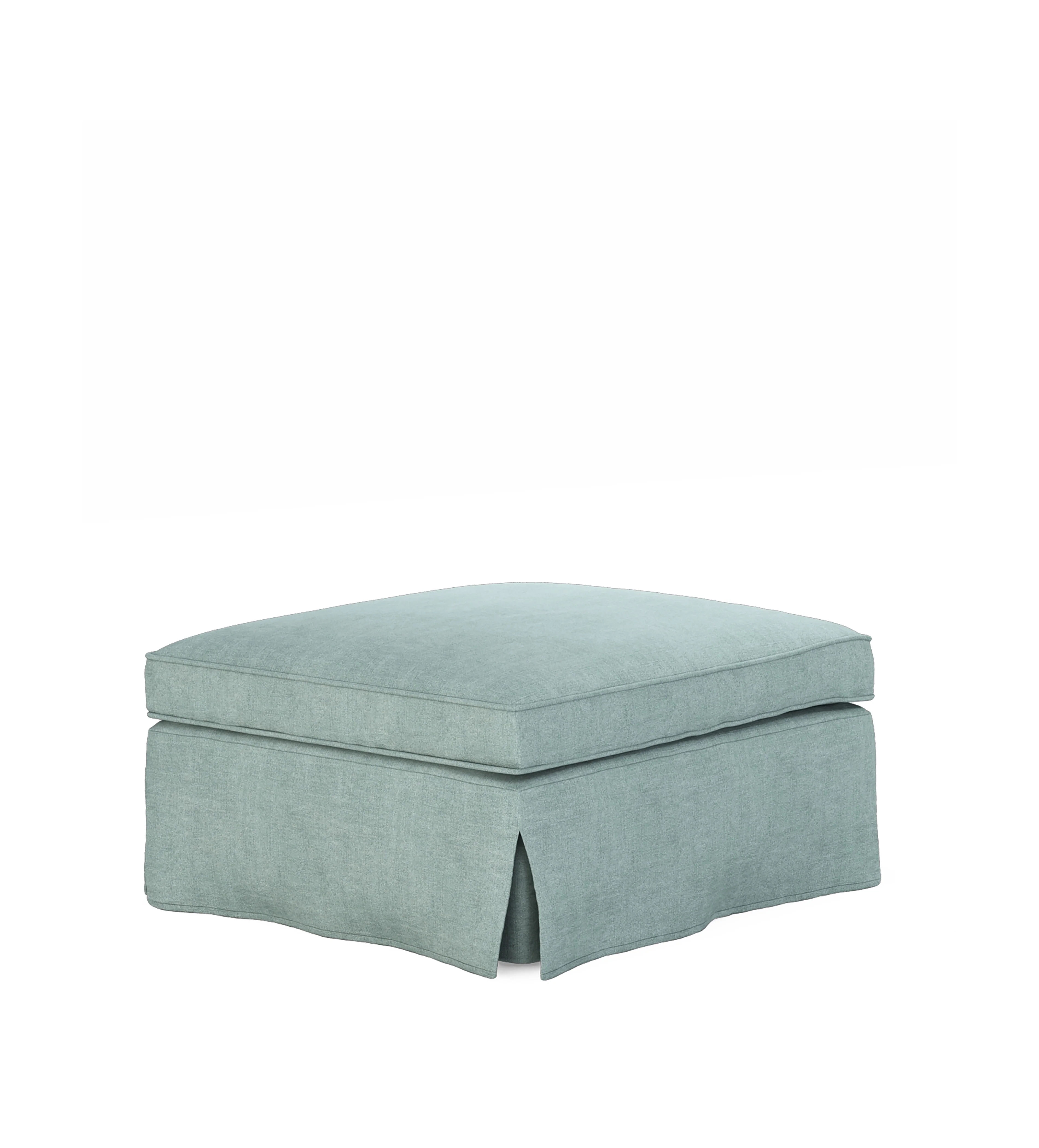 COVER ONLY – Fanshawe Stonewash Linen Loose Cover for Square Footstool – Aqua