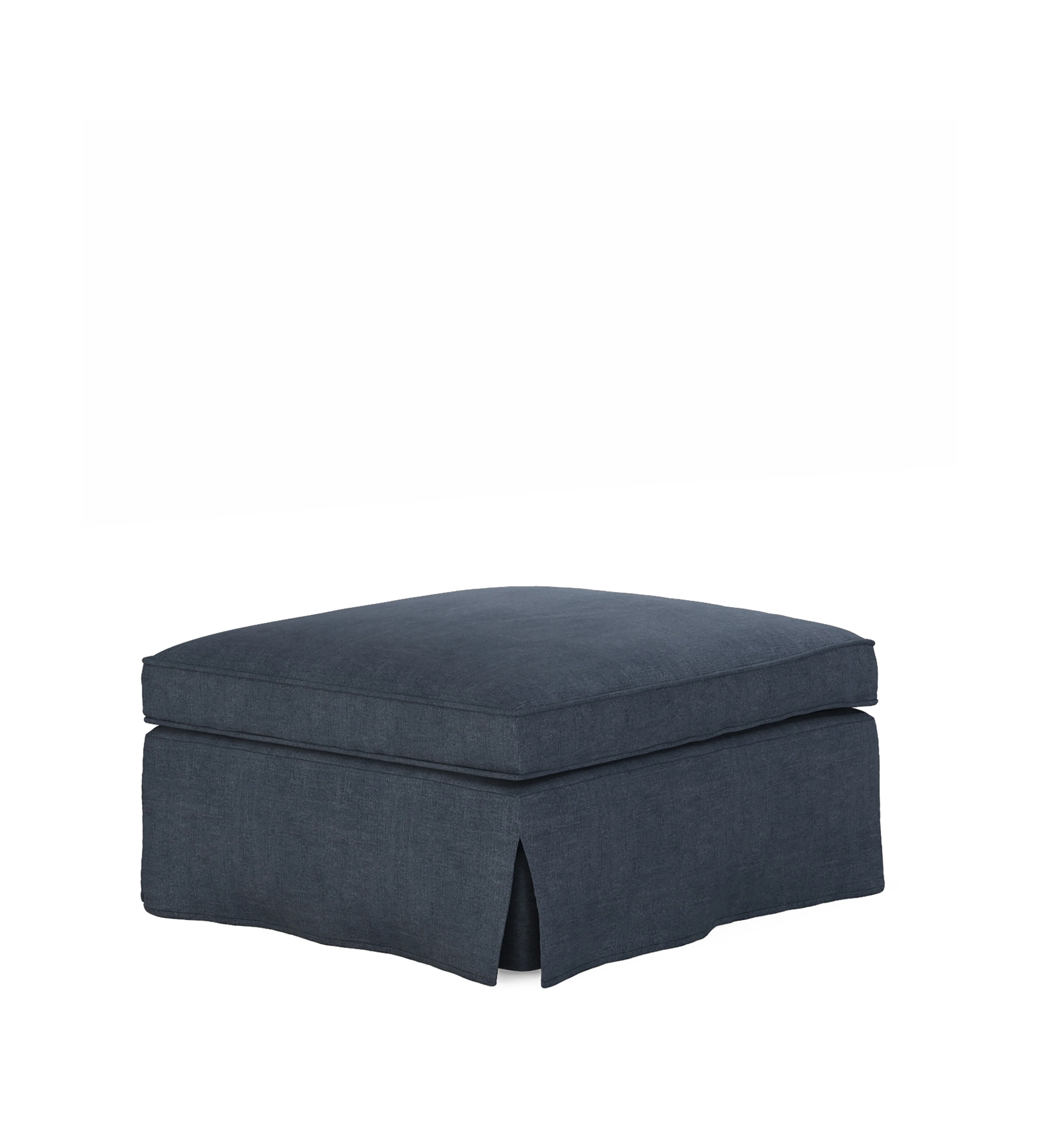 COVER ONLY – Fanshawe Stonewash Linen Loose Cover for Square Footstool – Petrol
