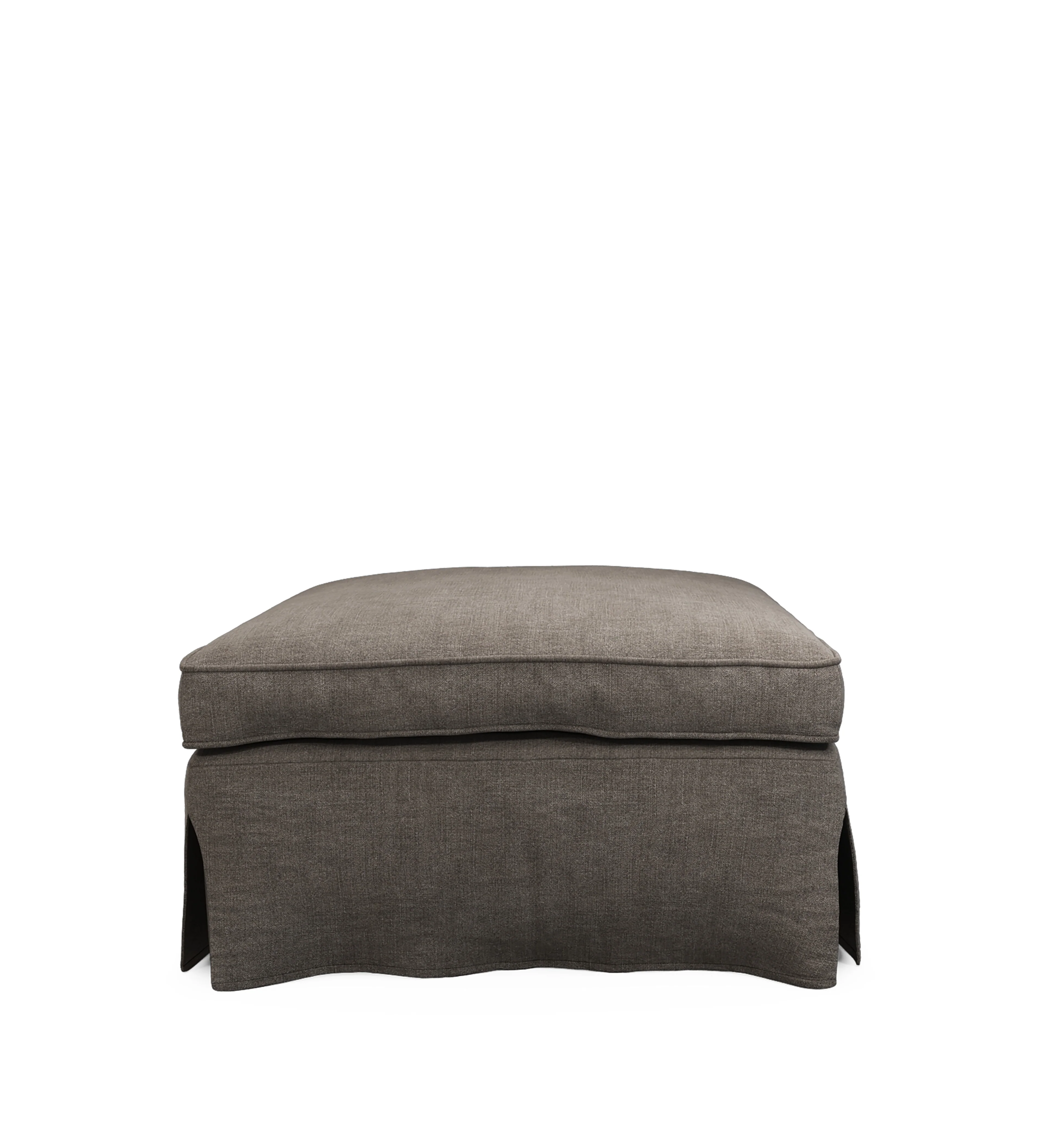COVER ONLY – Fanshawe Stonewash Linen Loose Cover for Square Footstool – Walnut