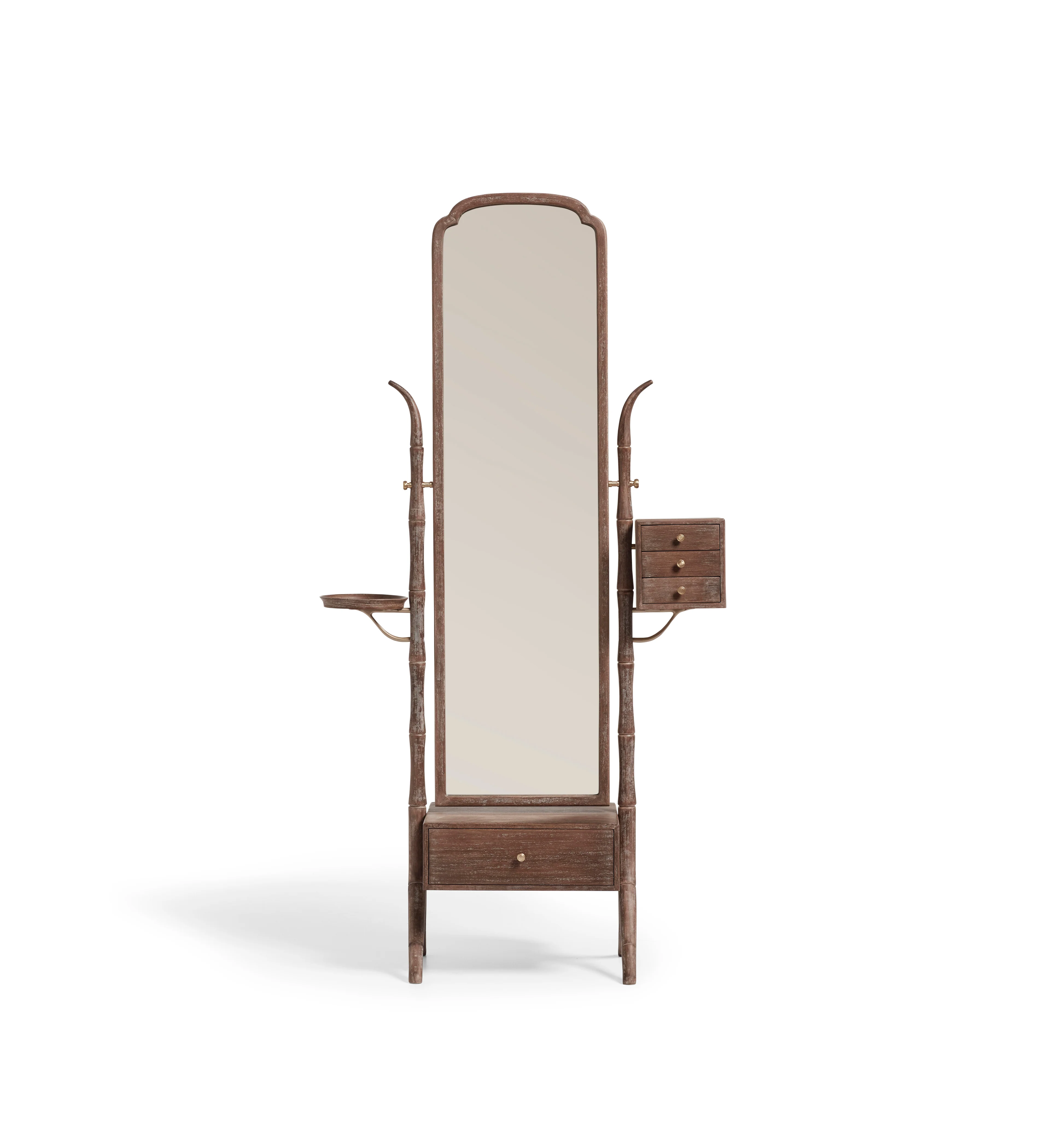 Fiorella Floor-Standing Mirror with Drawers – Burnt Oak