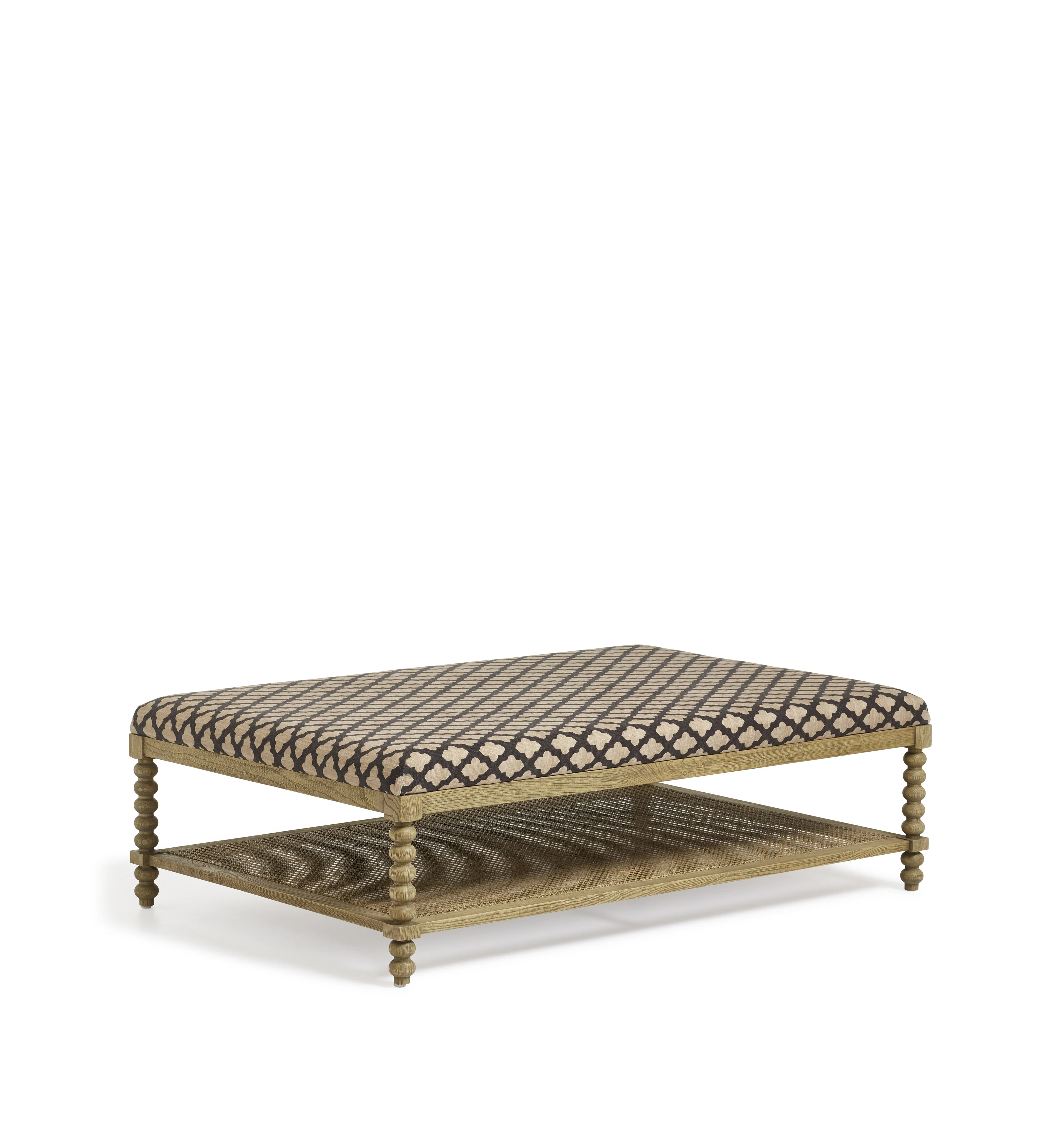 Gwendolen Serigraph Linen Ottoman – Black/Natural