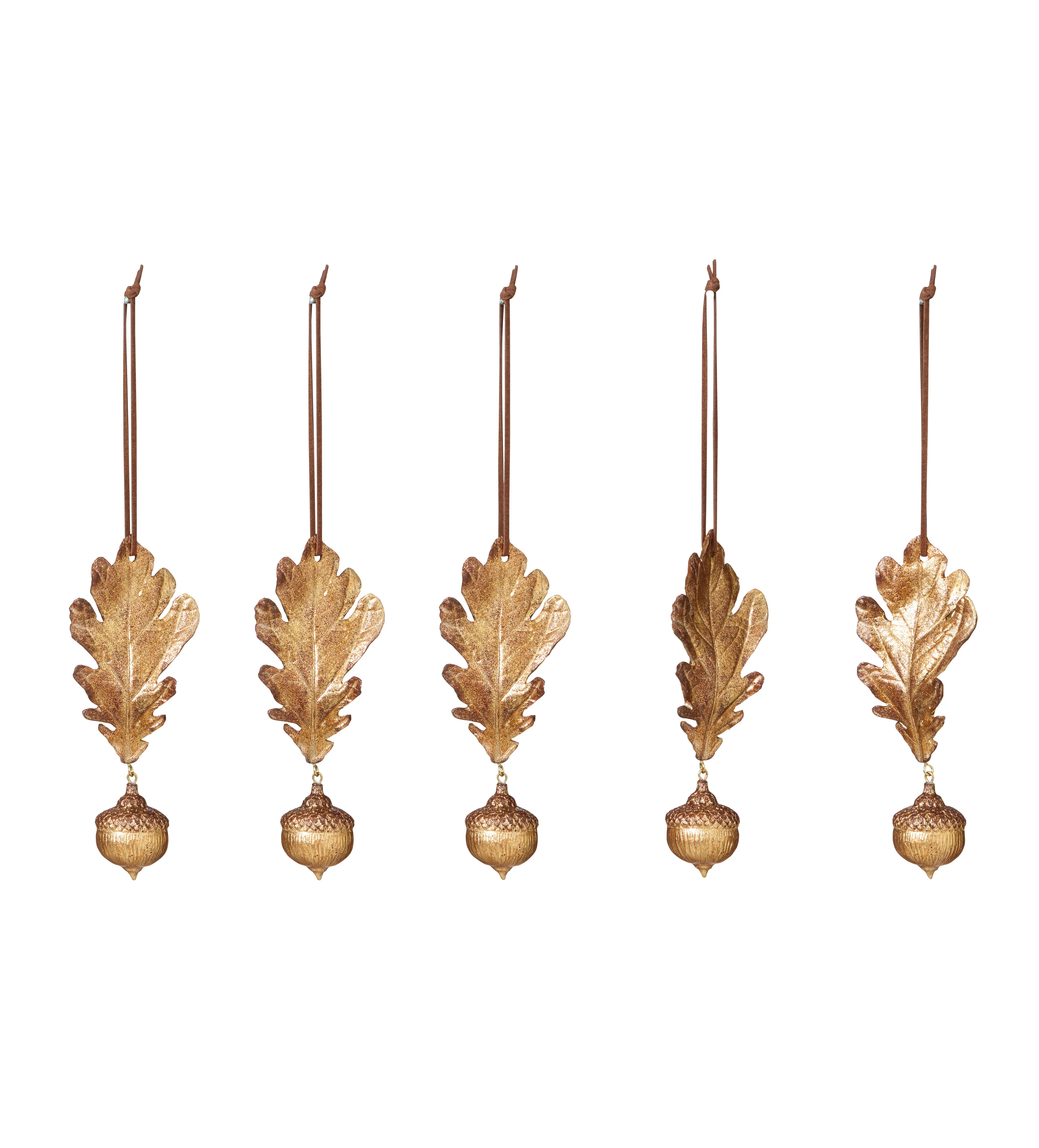 Hanging Acorns – Set of Five – Gold