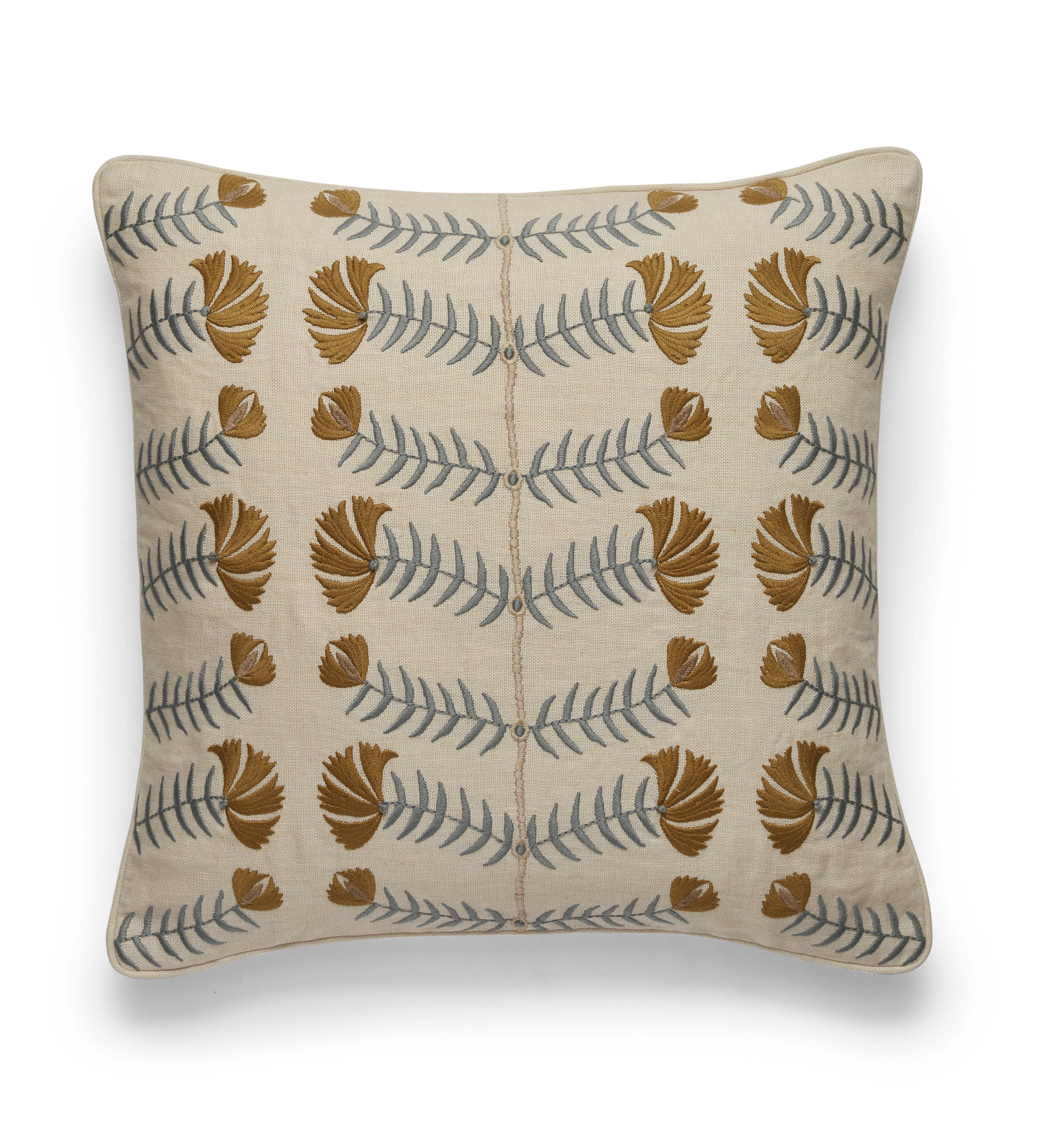 Highweald Cushion Cover – Ochre/Seafoam