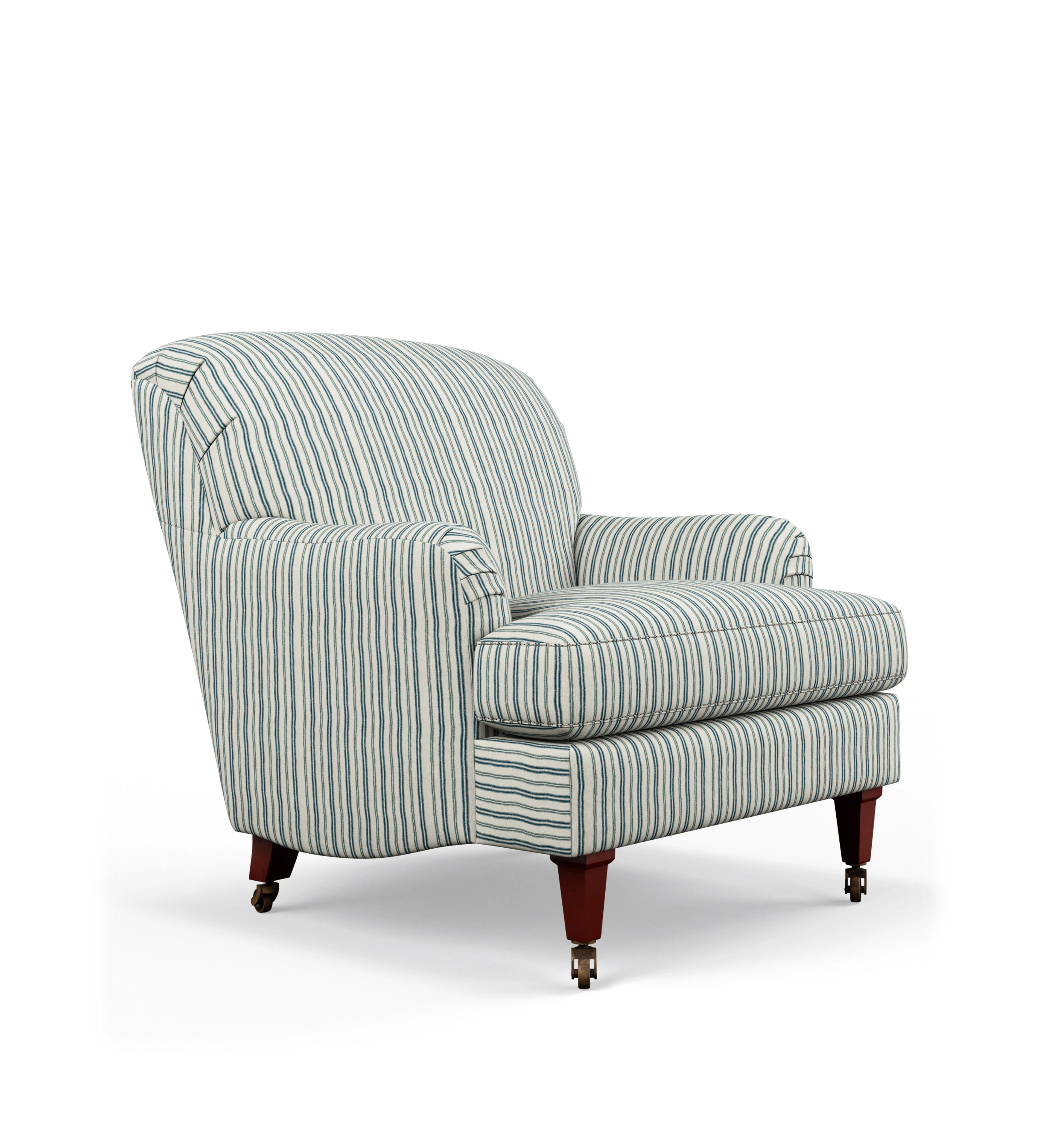 Coleridge Ticking Stripe Linen Armchair – Perfect Navy