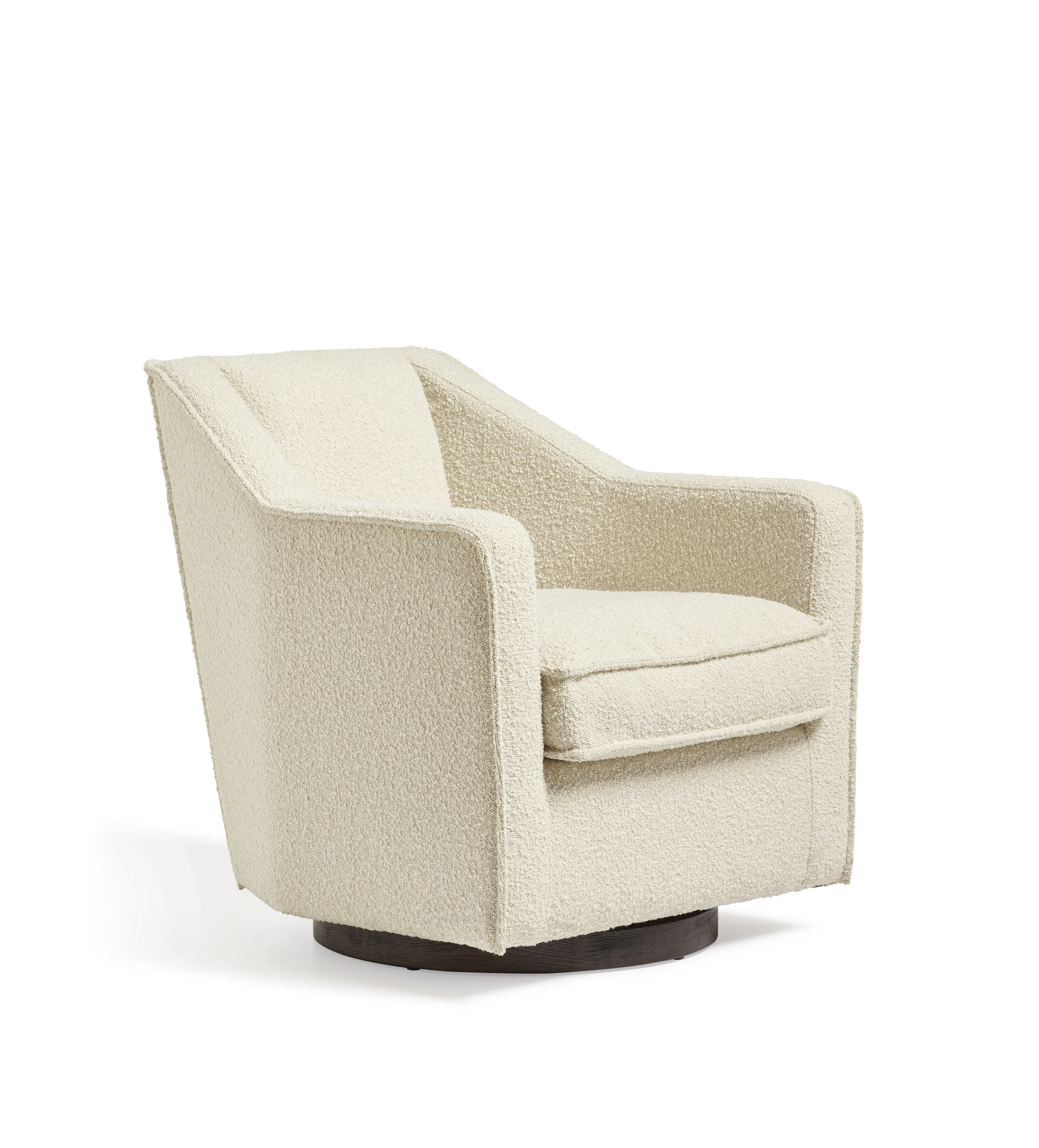 George Bouclé Swivel Armchair – Almond