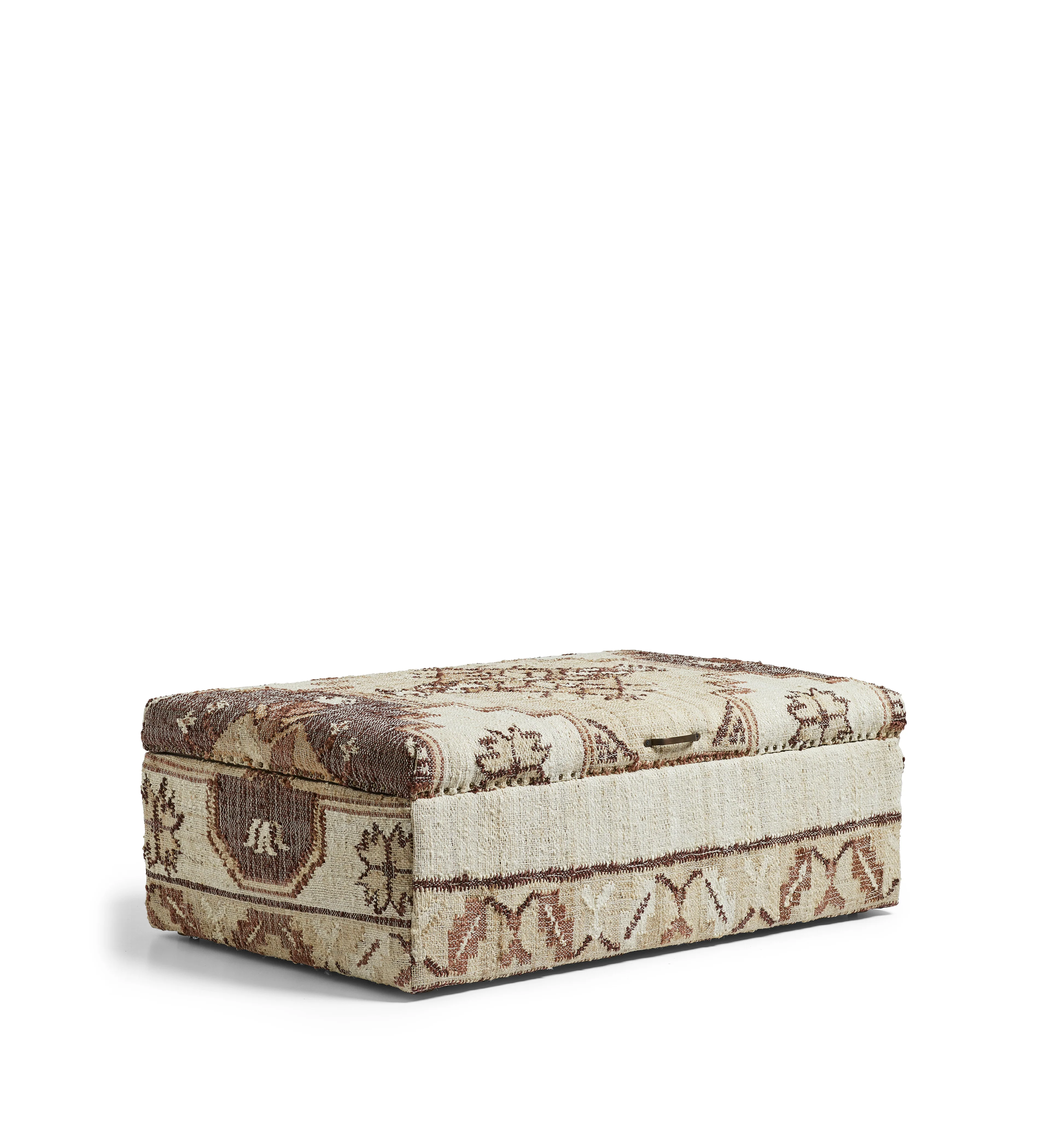 Leila Upholstered Storage Ottoman – Chestnut