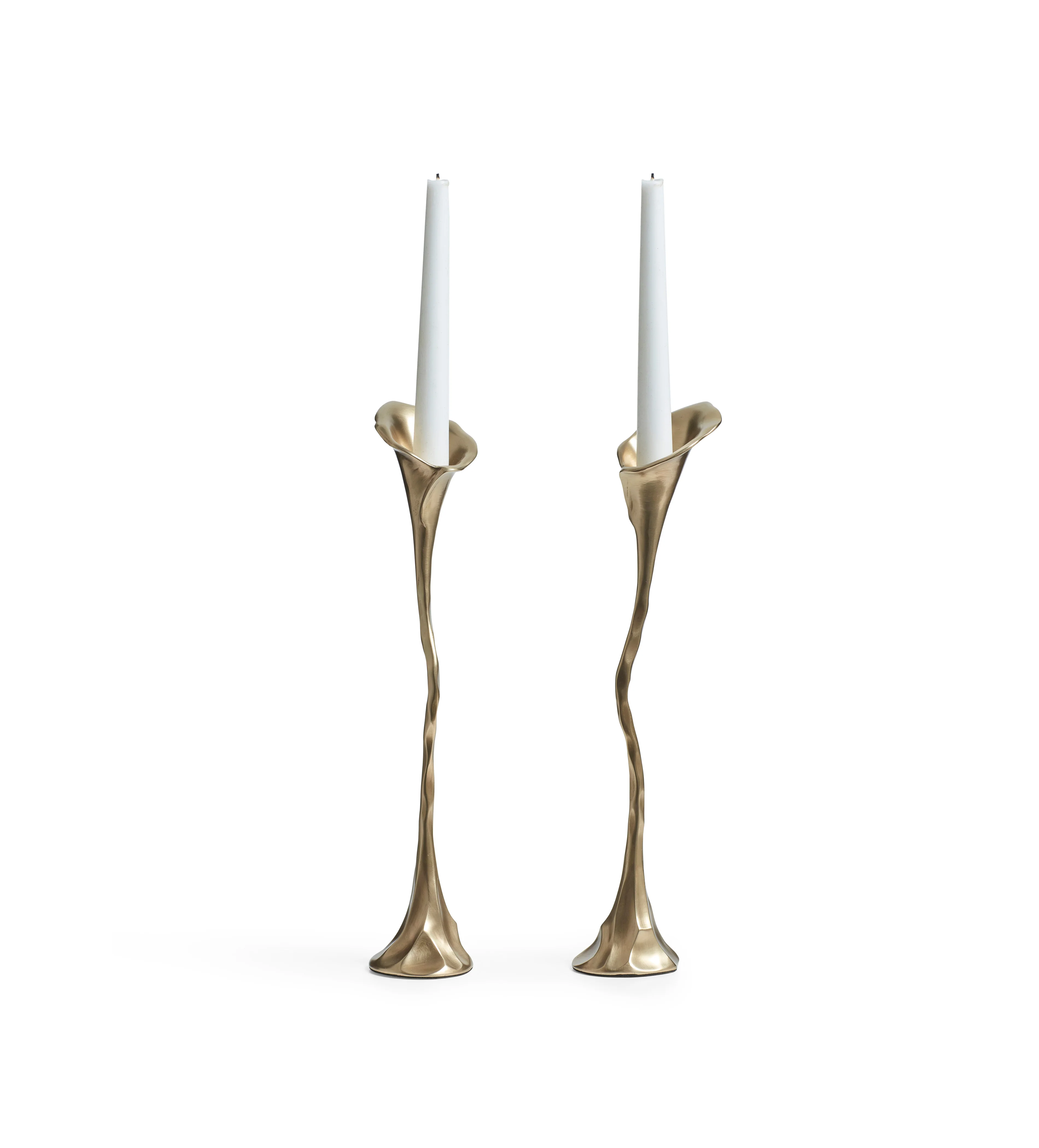 Ninfea Candle Holders Pair – Antique Brass