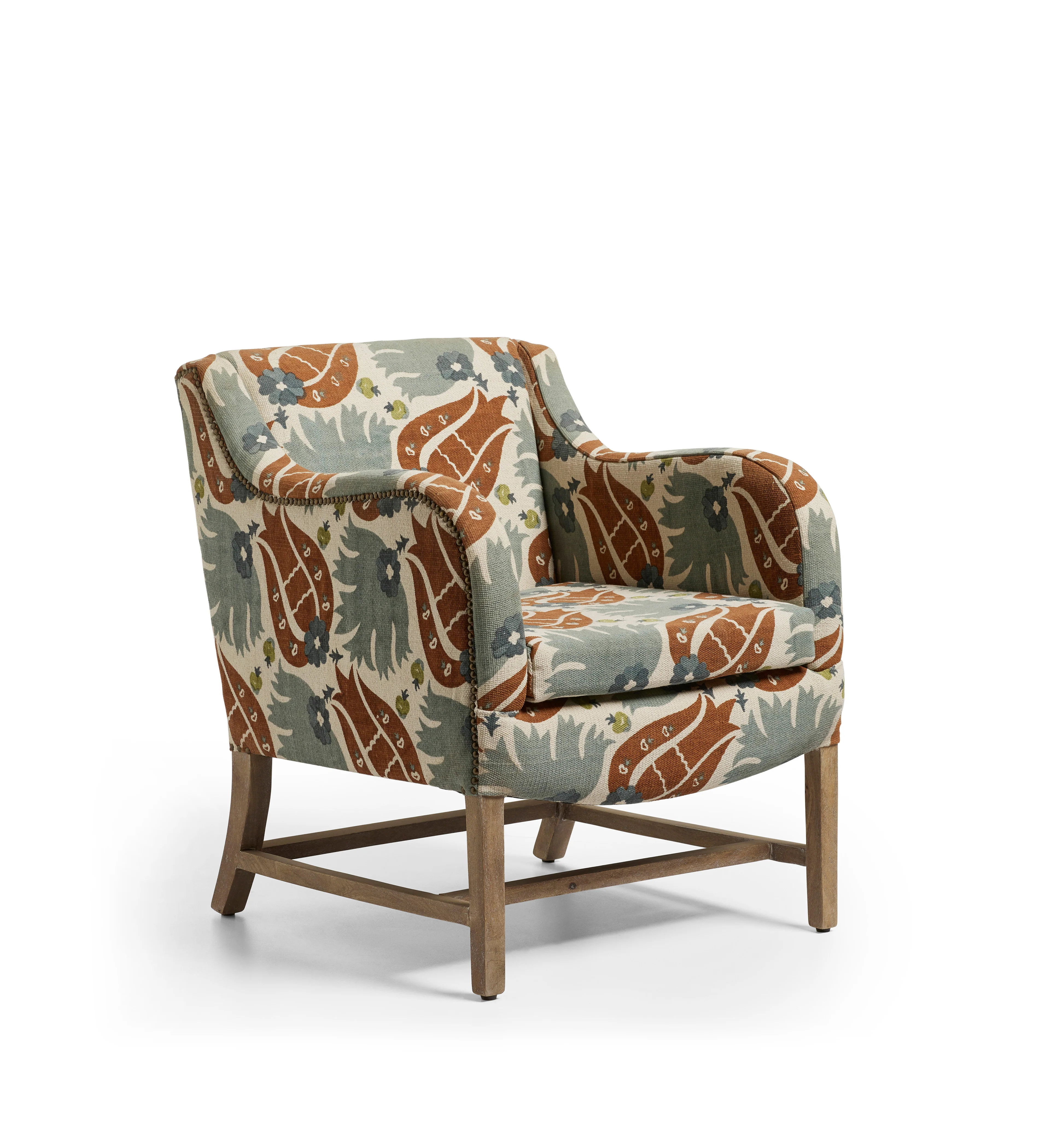 Nomeko Hidaya Linen Armchair – Blood Orange/Blue
