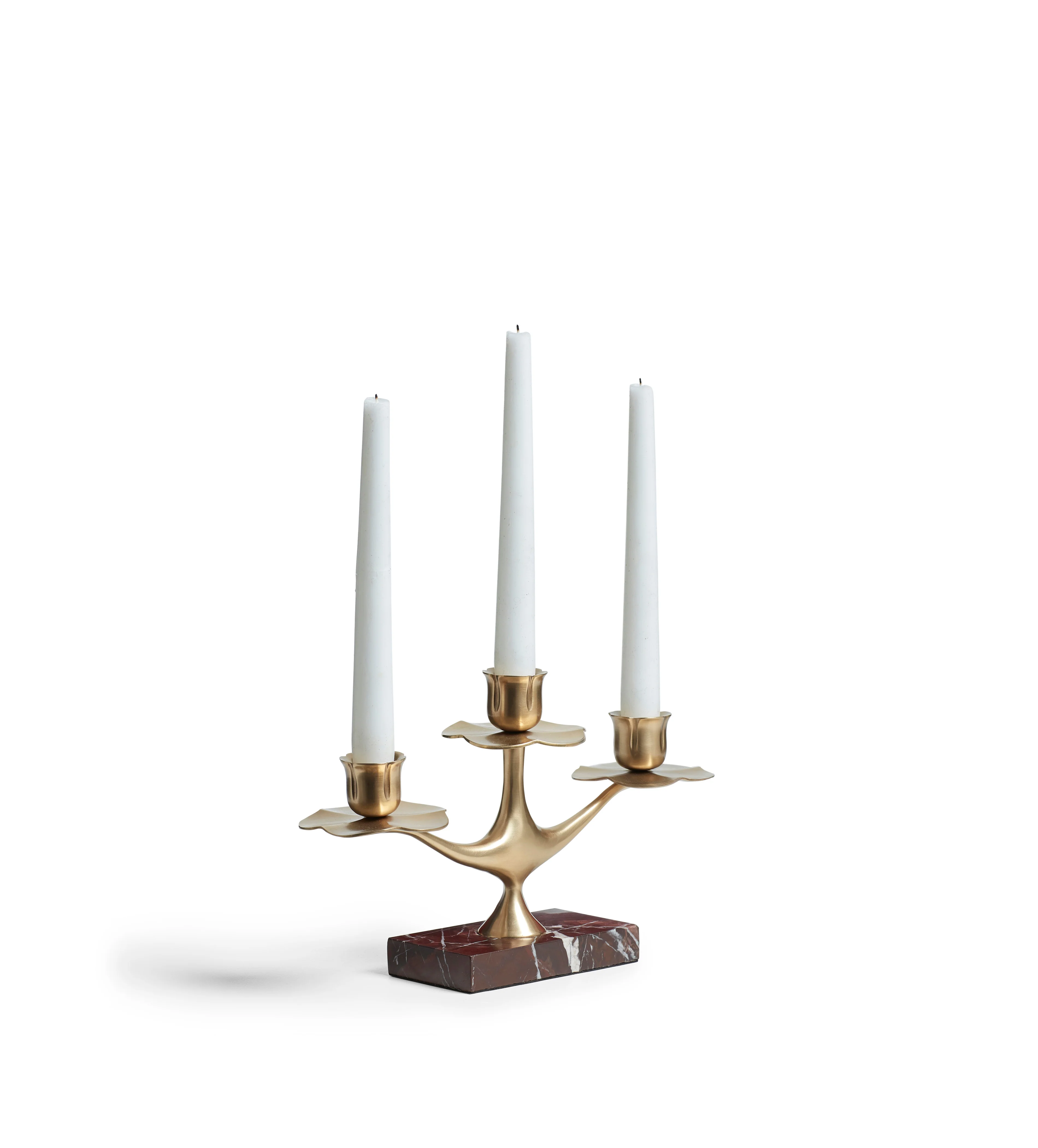 Nymphaea Marble Candle Holder – Antique Brass