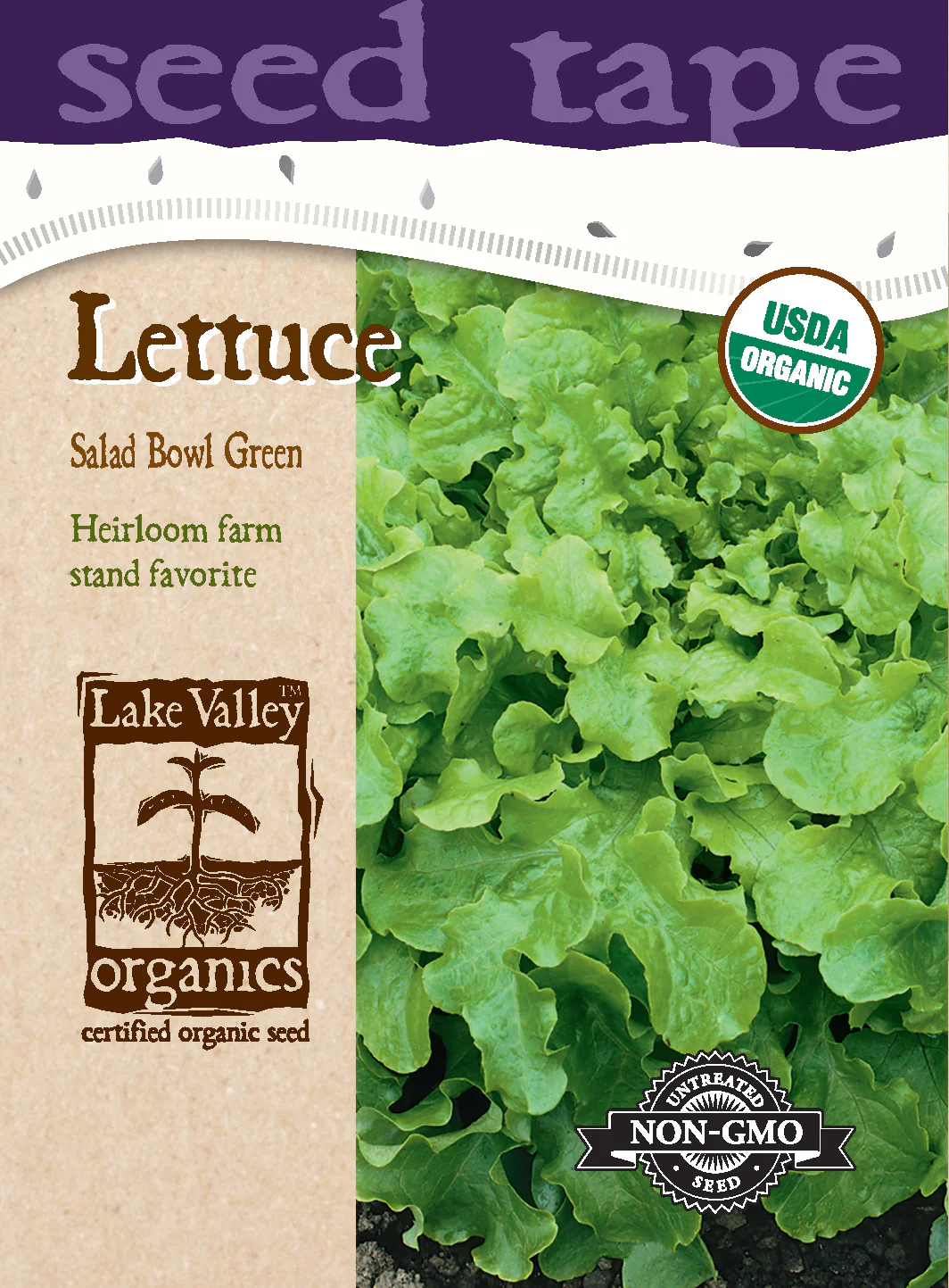 Lettuce Salad Bowl Org Seed Tape LV
