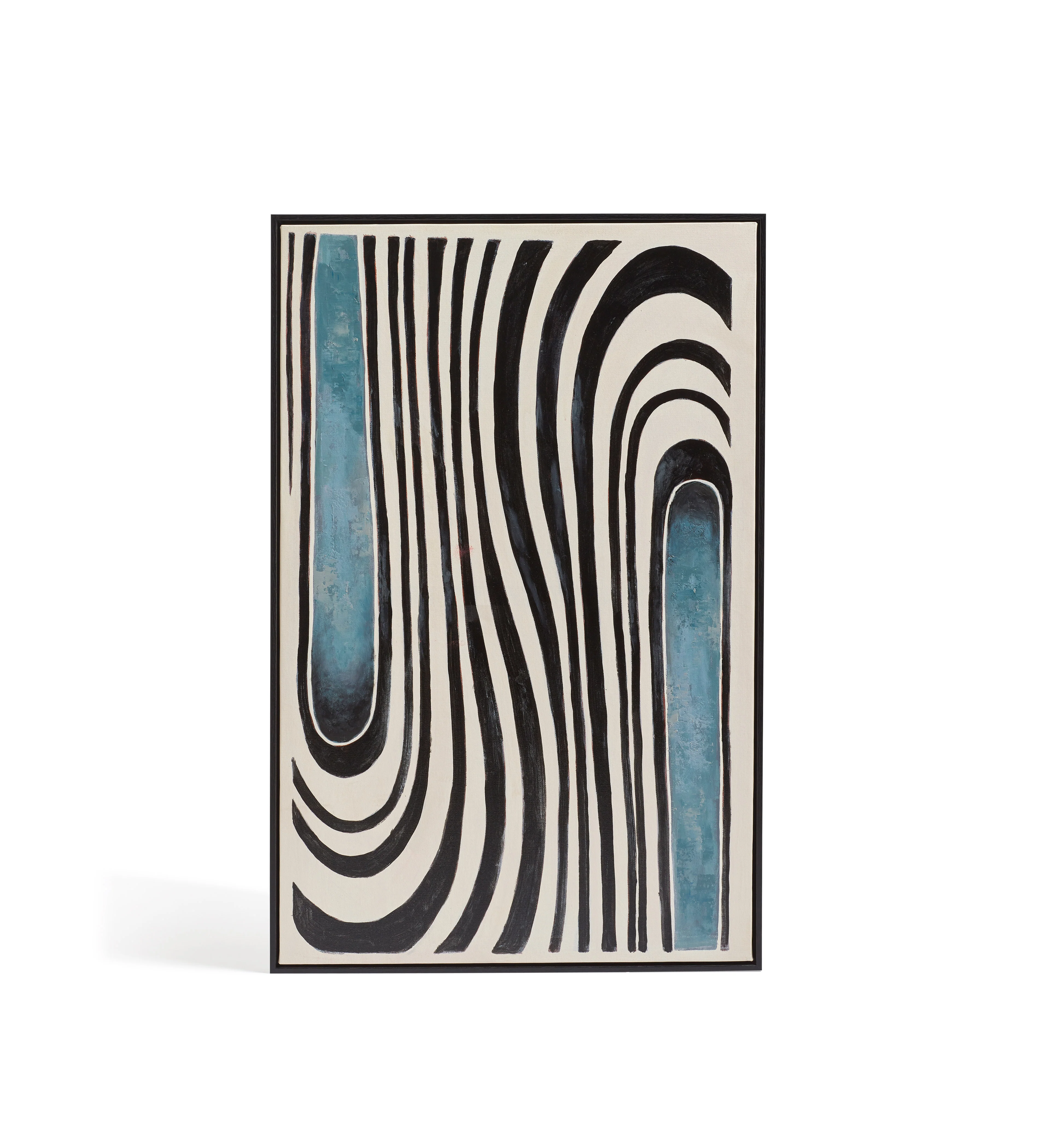 Orson Stripe Hand-Painted Wall Art – Blue/Black