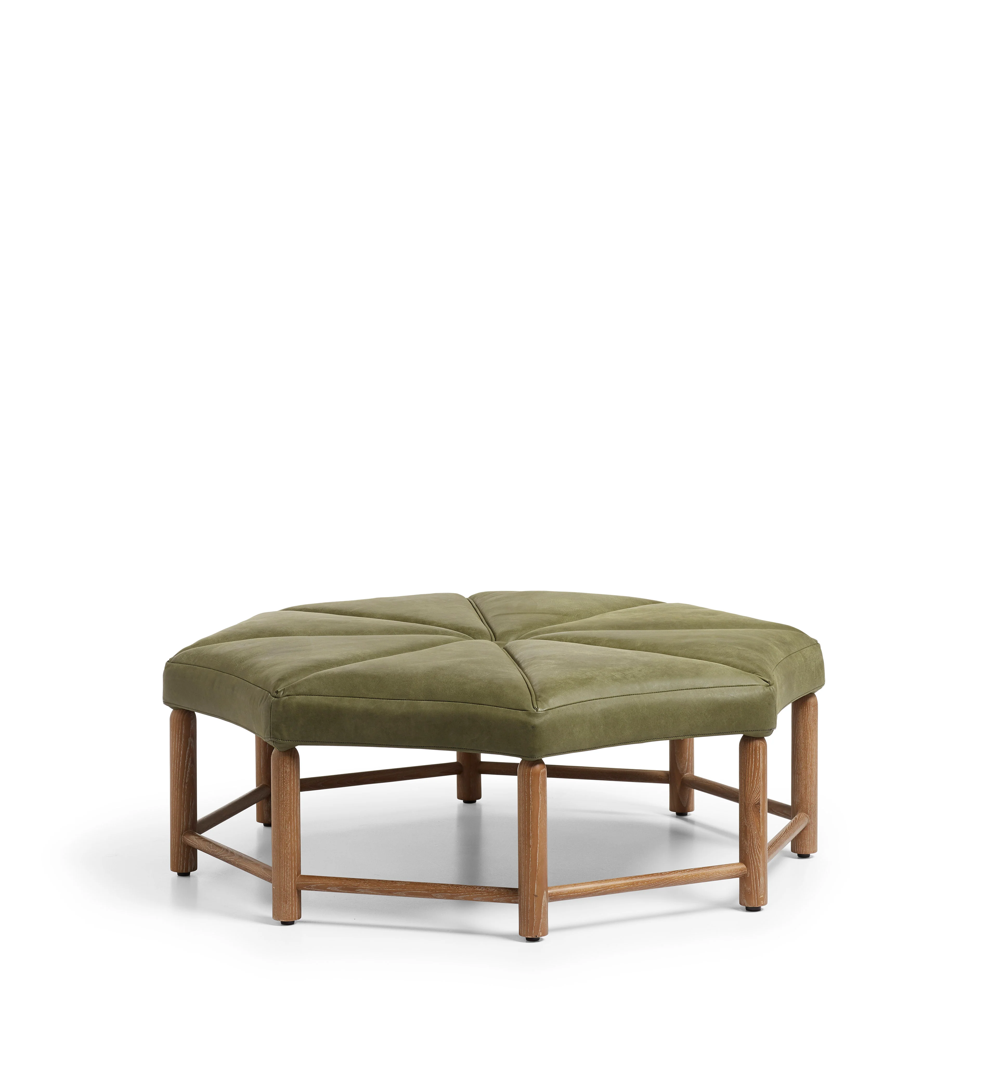 Ottagono Leather Ottoman – Spruce