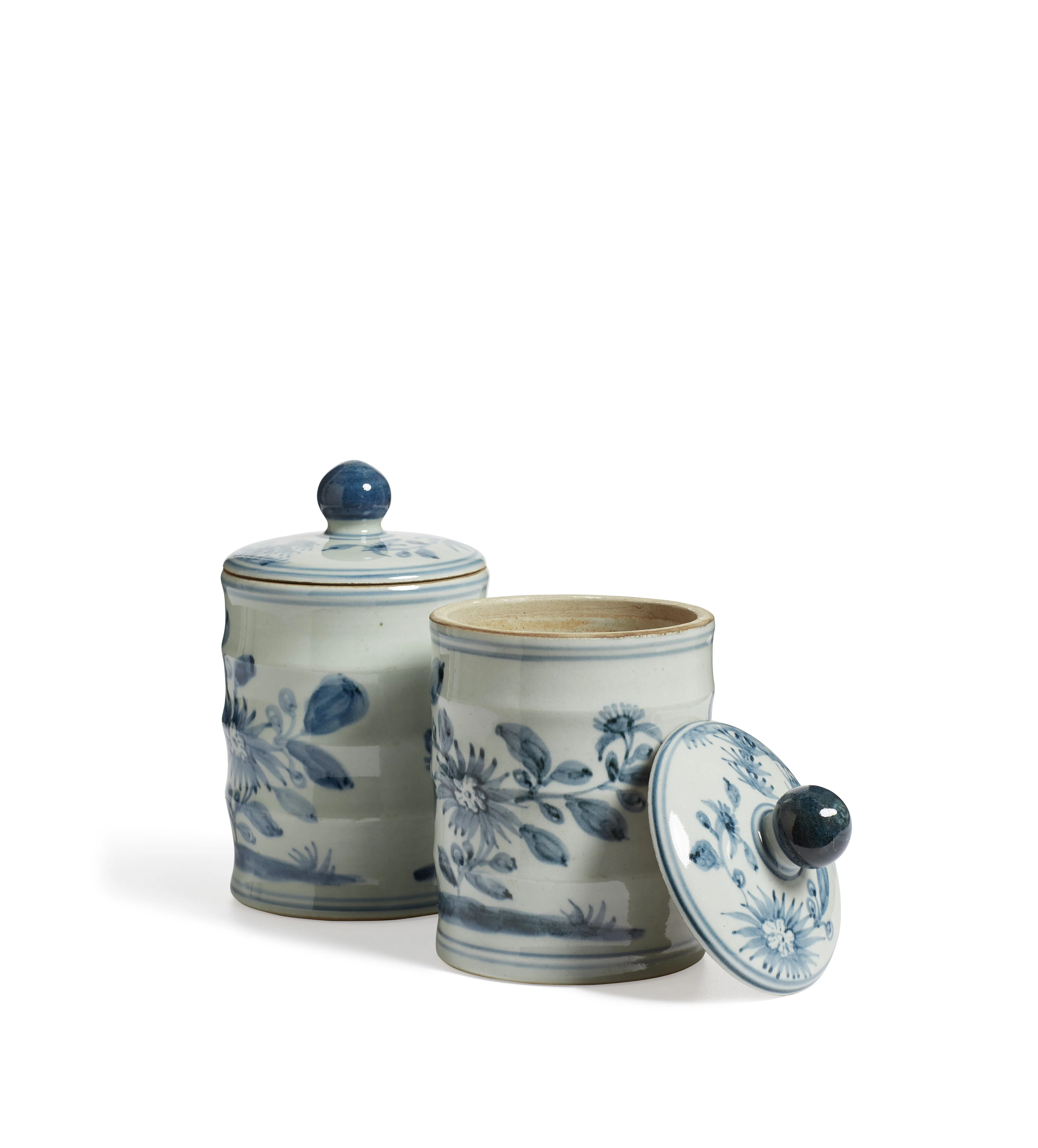 Chun Lidded Pots Pair – Blue/White