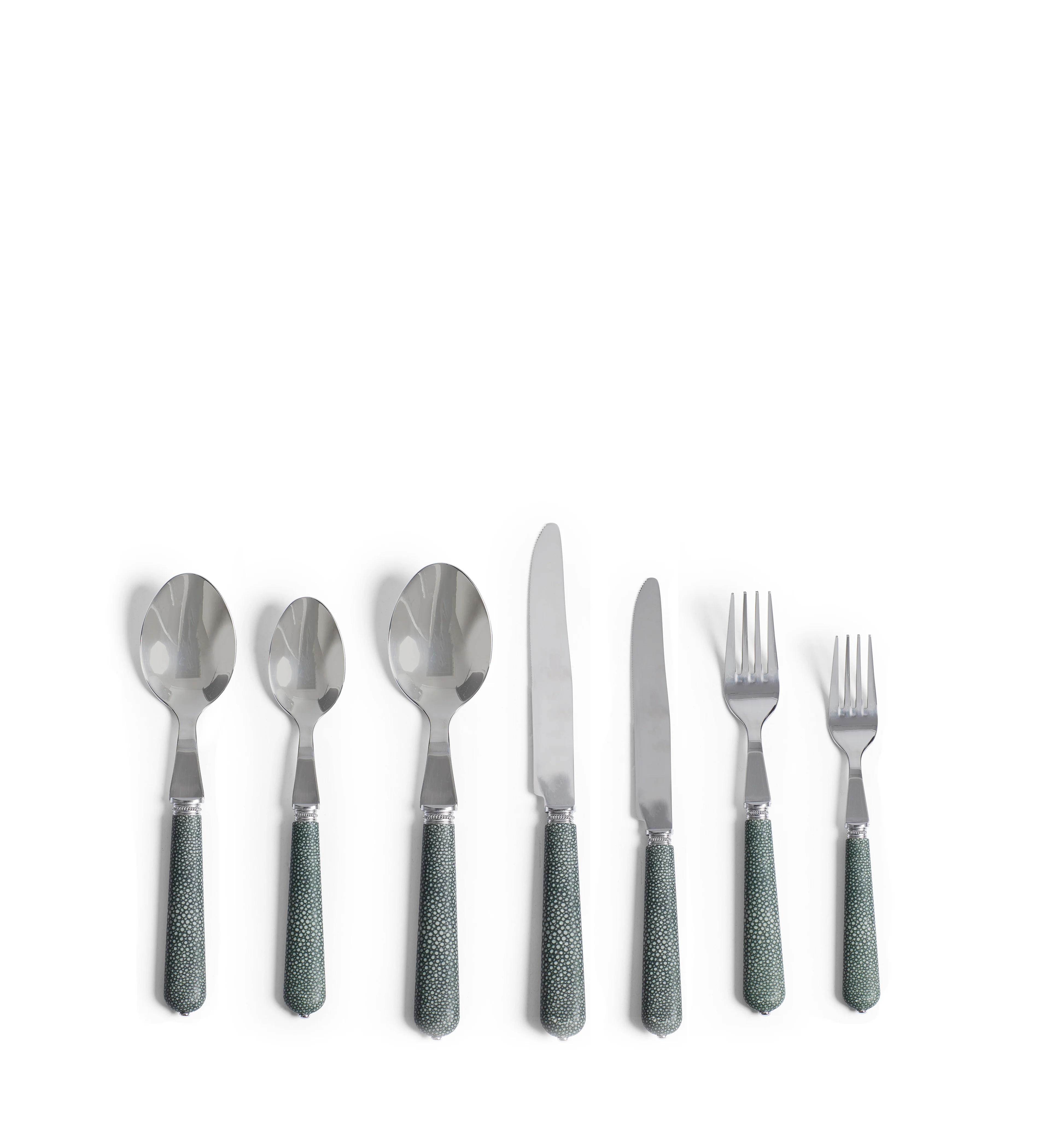Pompadour Faux Shagreen Cutlery – 28-Piece Set – Jade