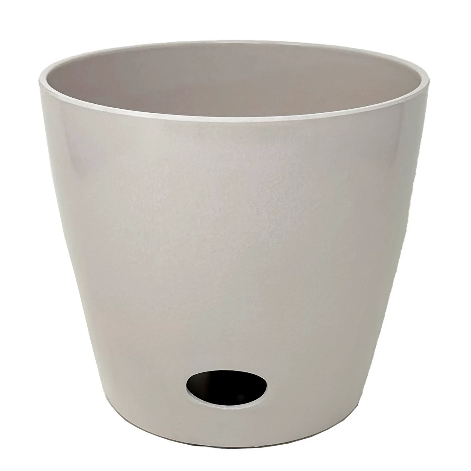 10″ Cream Round Self-Watering Bamboo Pot