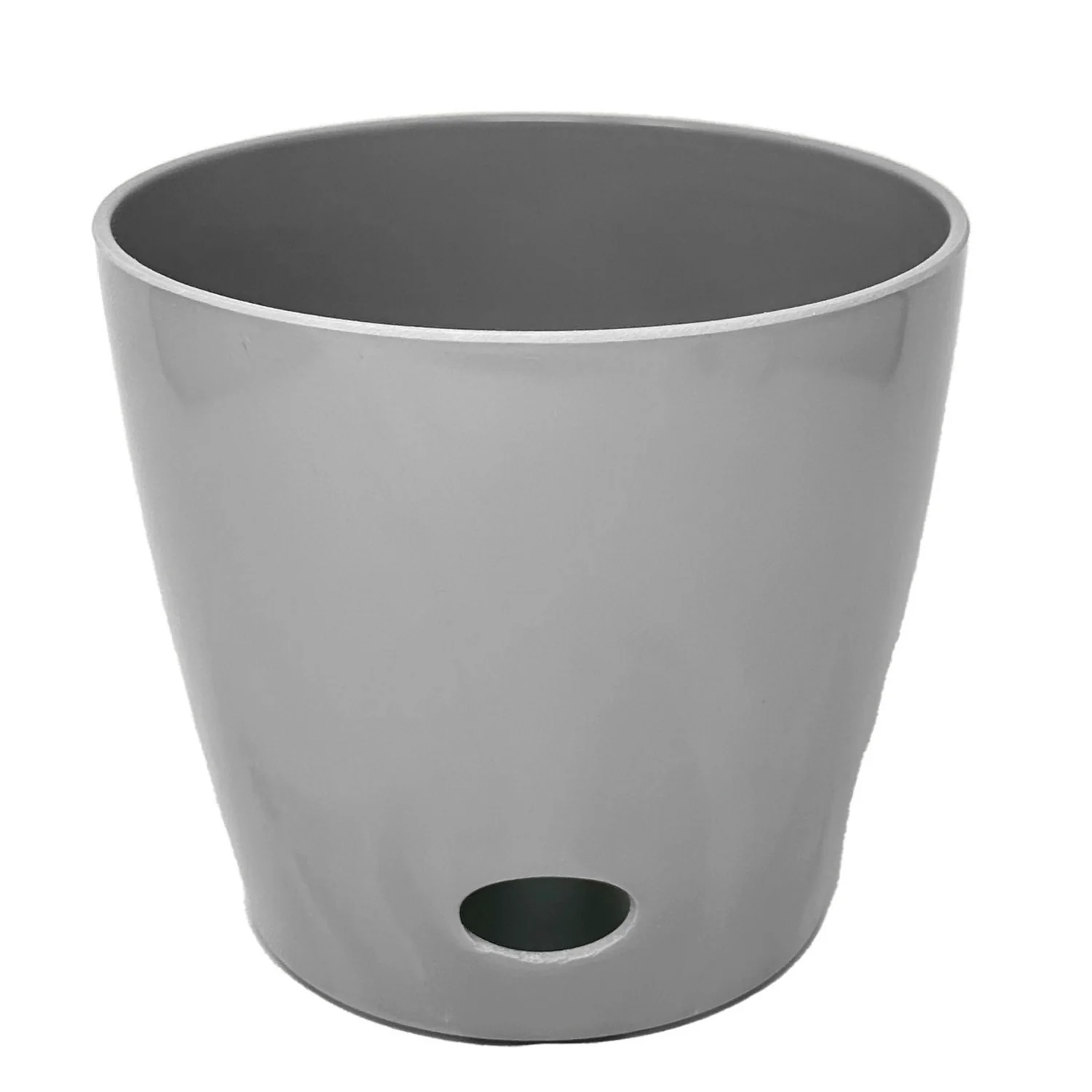 10″ Gray Round Self-Watering Bamboo Pot