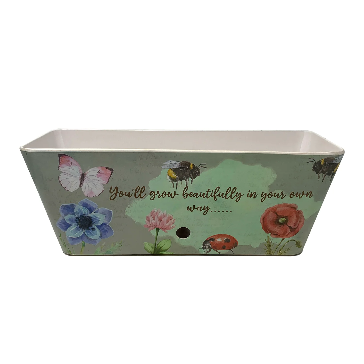 16″ Flowers Rectangular Self-Watering Bamboo Planter