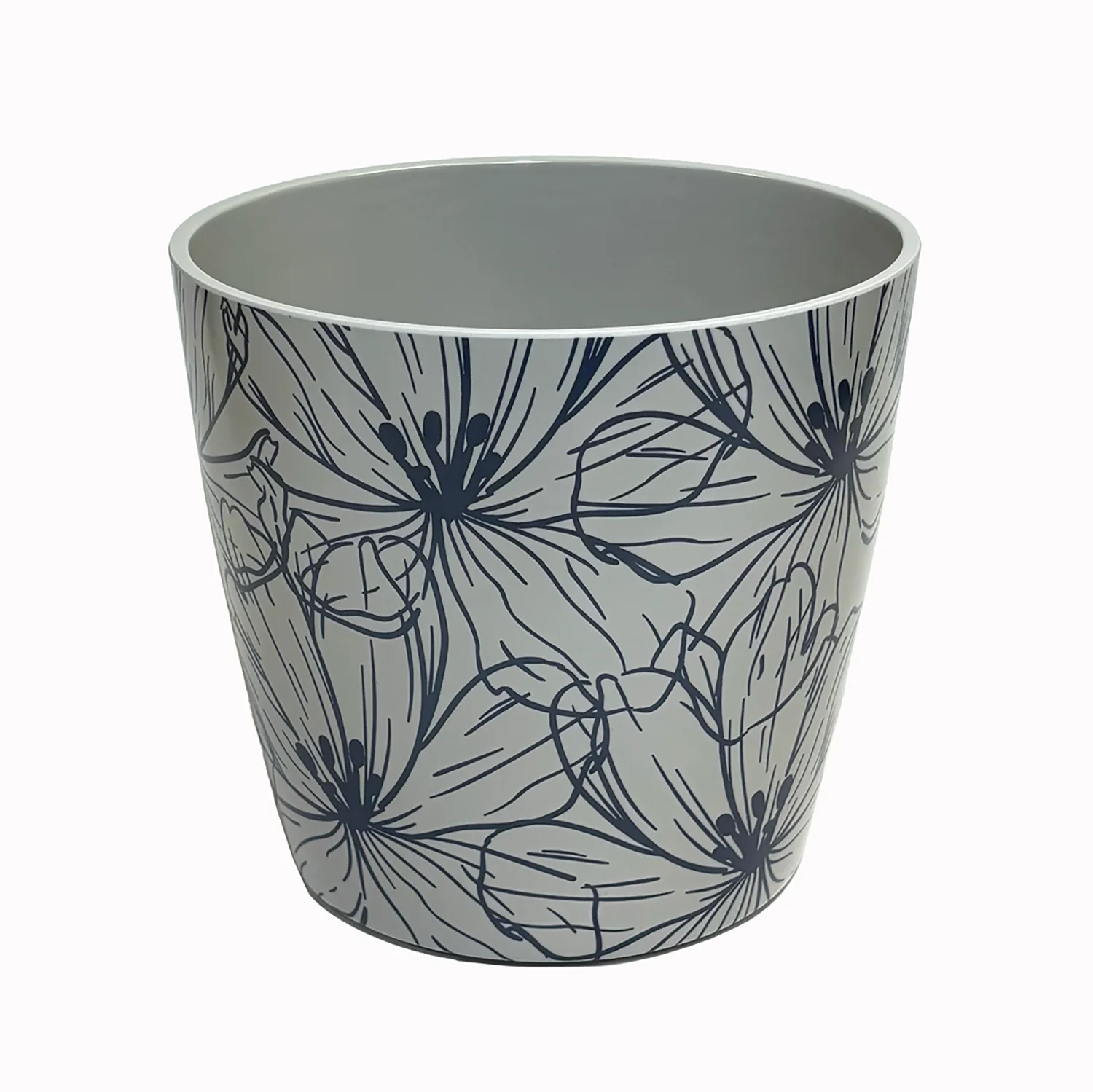 7″ Indigo Flower Round Self-Watering Bamboo Pot