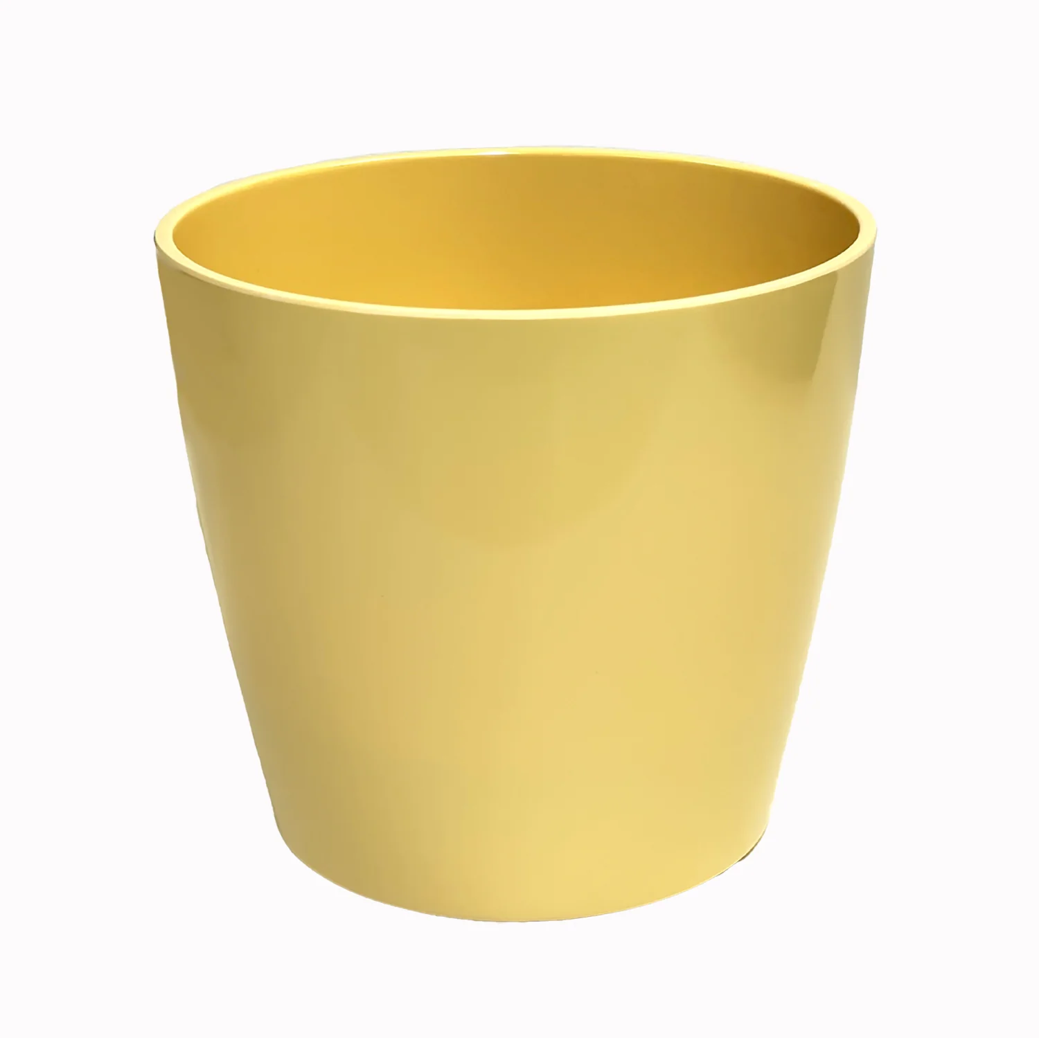7″ Pale Yellow Round Self-Watering Bamboo Pot