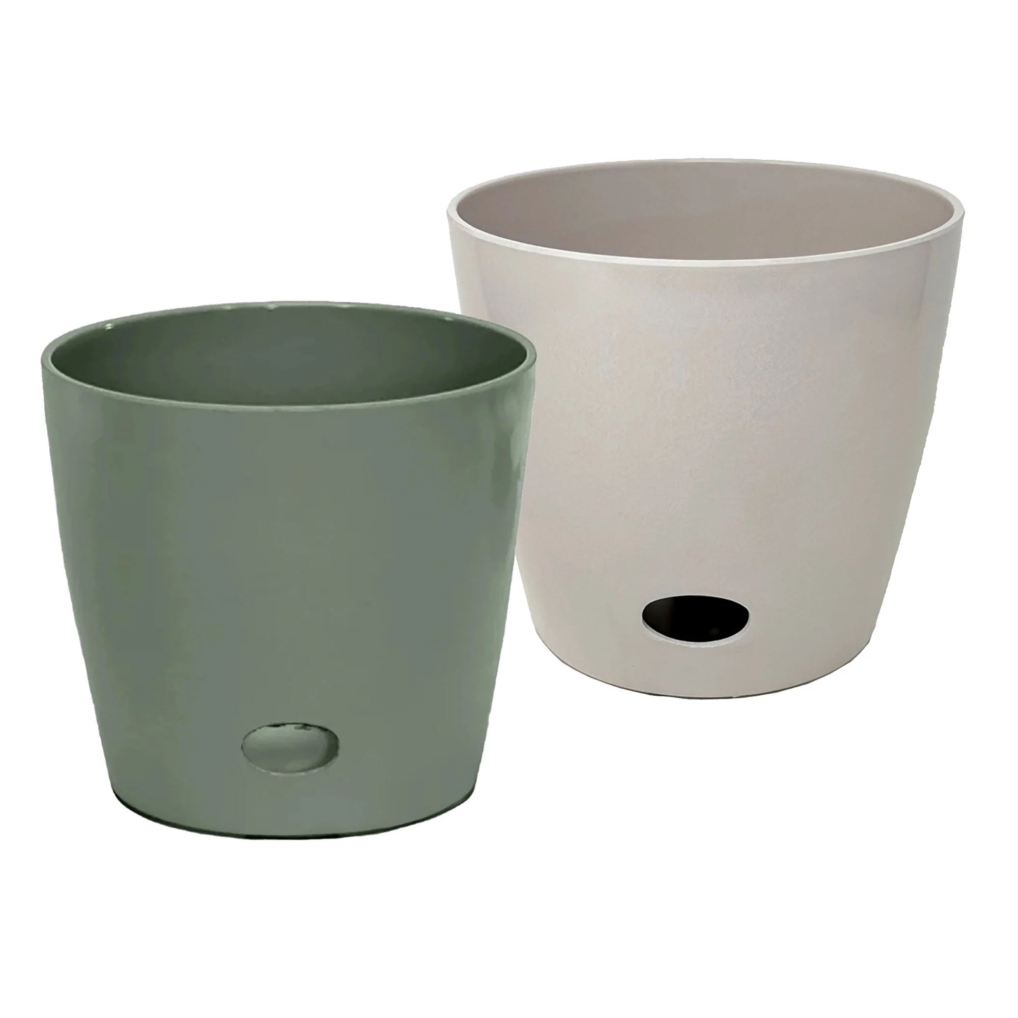 Self-Watering Plant Pot Set of 2 10″ Sage Green & 10″ Cream
