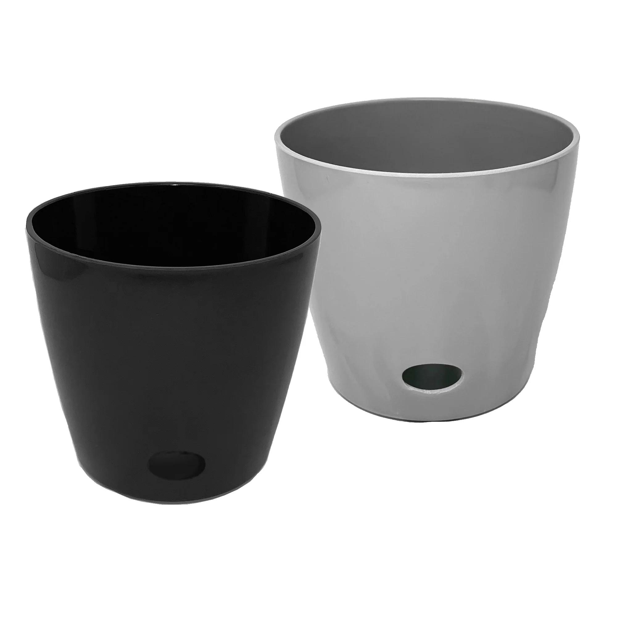 Self-Watering Plant Pot Set of 2 10″ Gray & 10″ Black