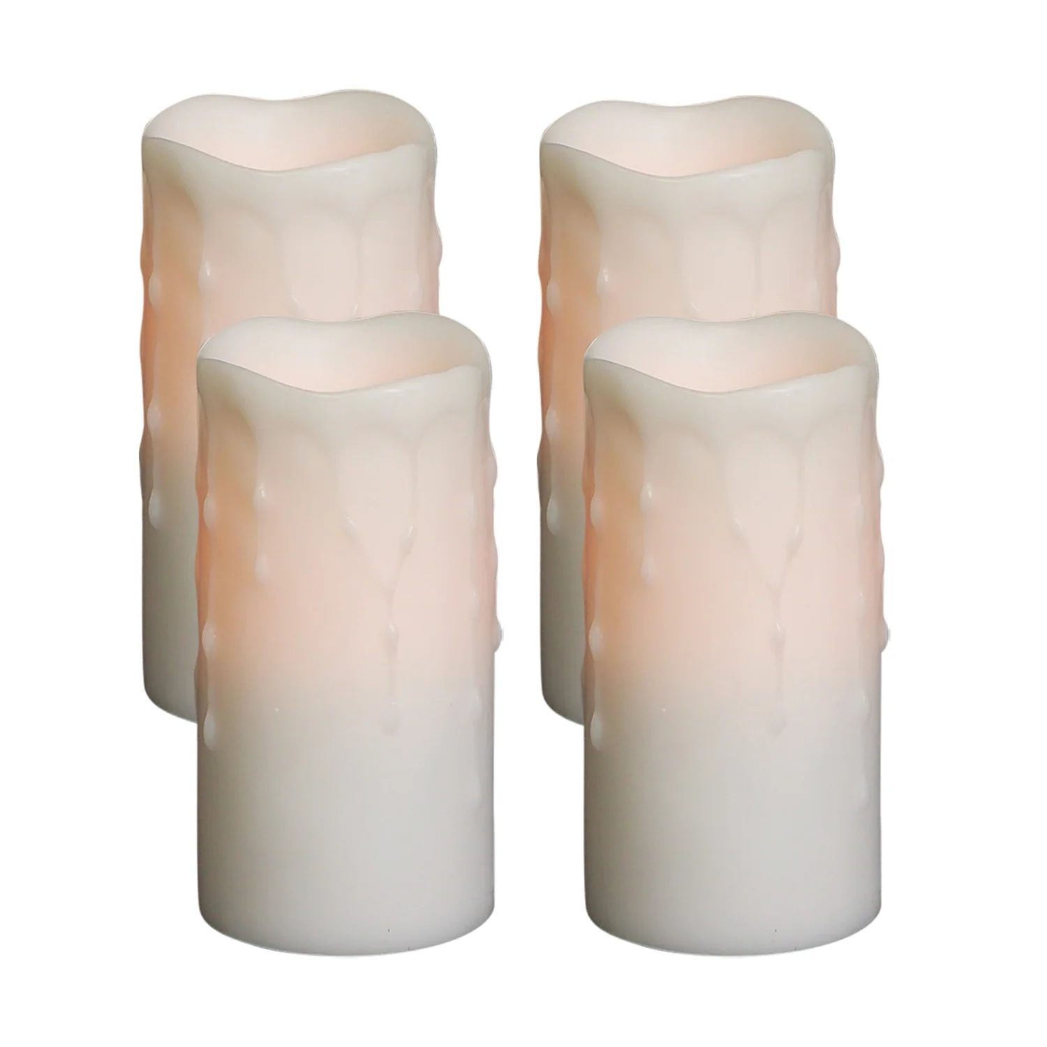 LED Dripping Wax Pillar Candles (Set of 4)