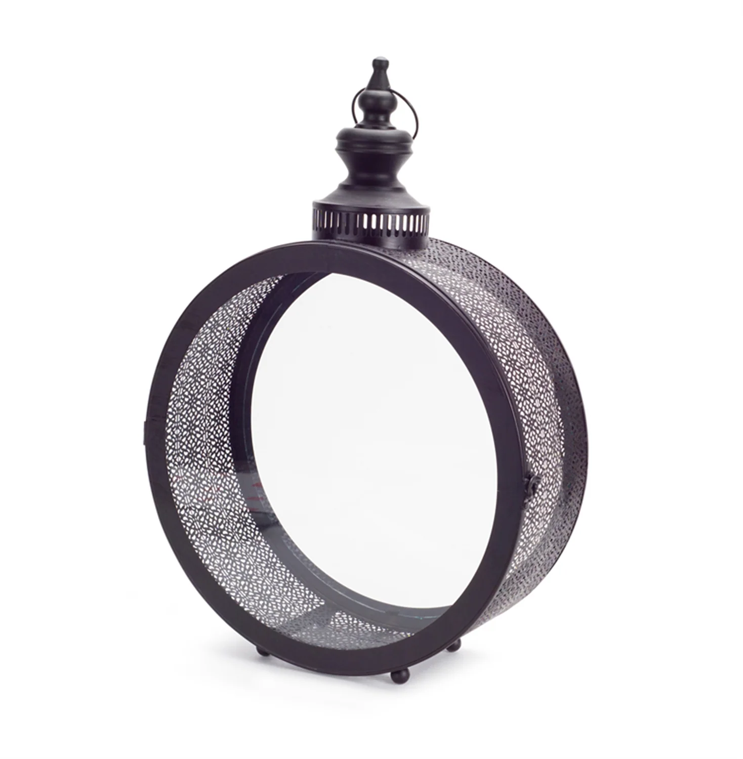 Black Ornate Metal Circle Lantern 22″D