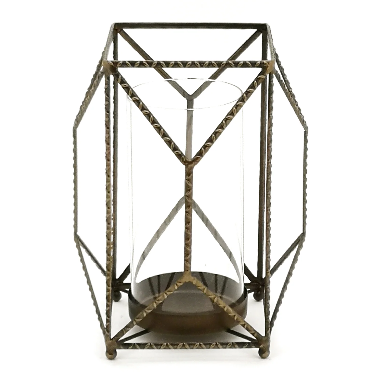 Geometric Iron Candle Holder 10″H