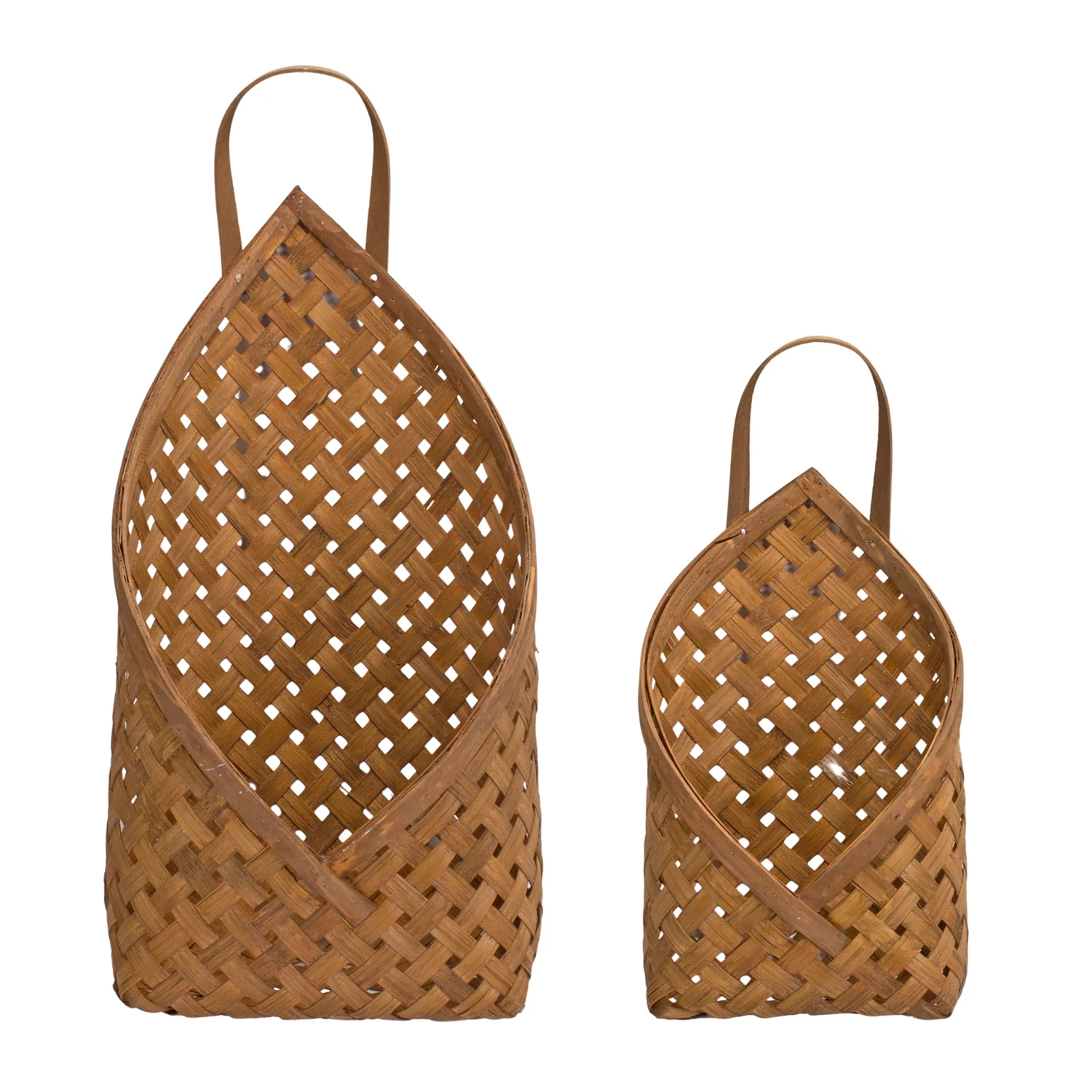 Basket Wall Pocket (Set of 2) 7″L x 12.25″H, 9.25″L x 19″H Bamboo