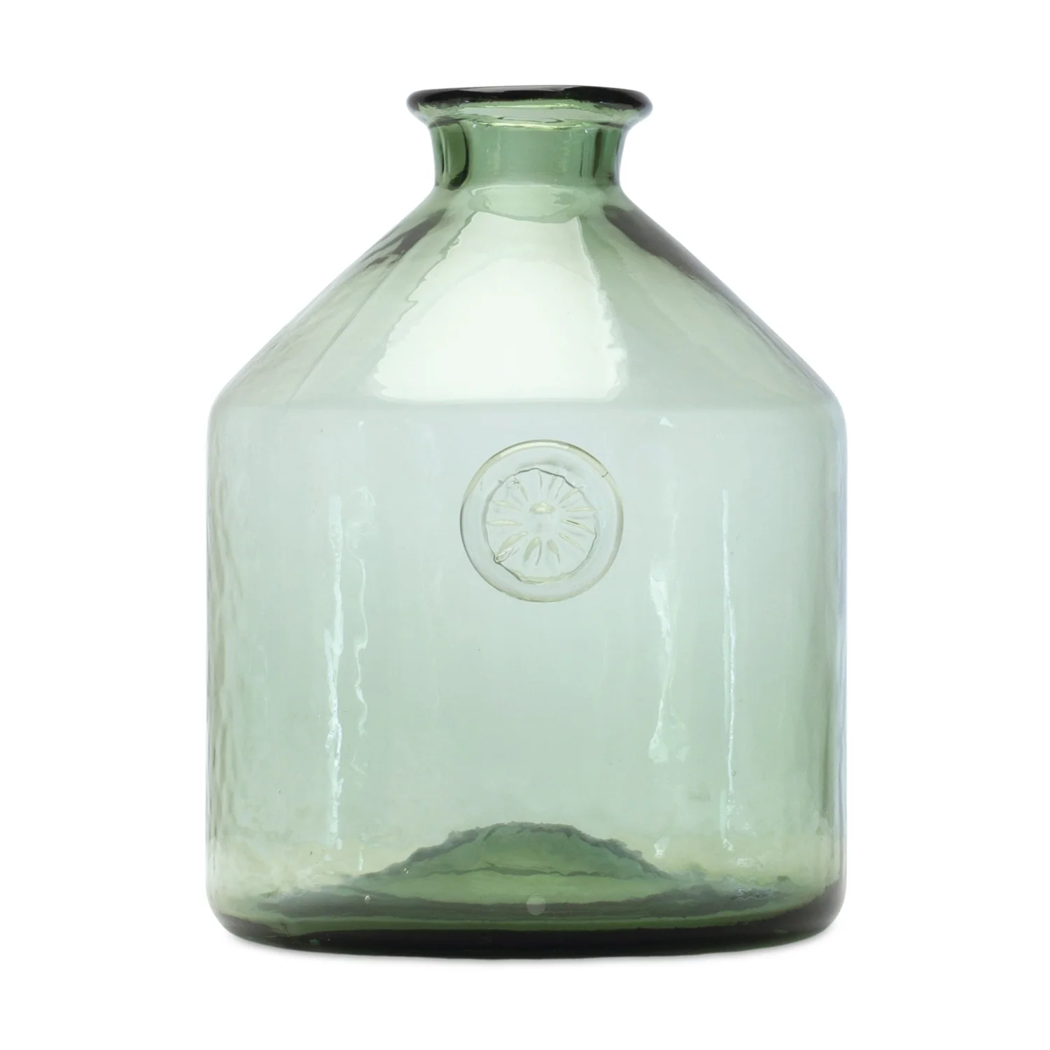 Sage Glass Bottle Neck Vase 9″H