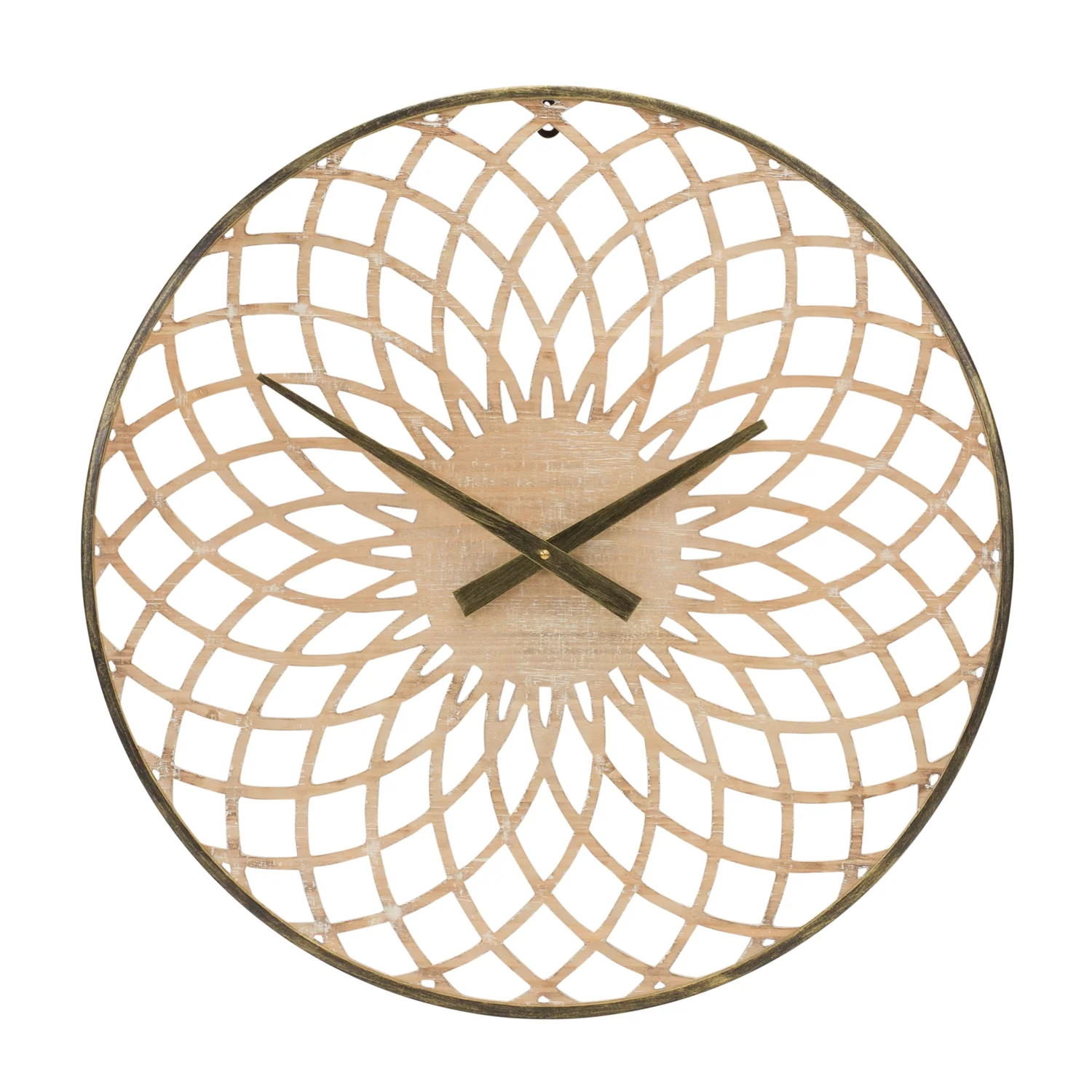 Round Lattice Wood Wall Clock 23.75″D