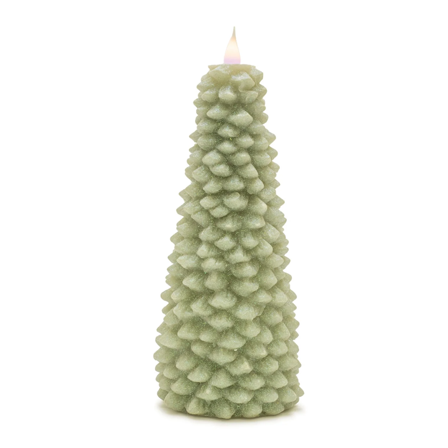 Glittered Pine Tree Candle 10″H
