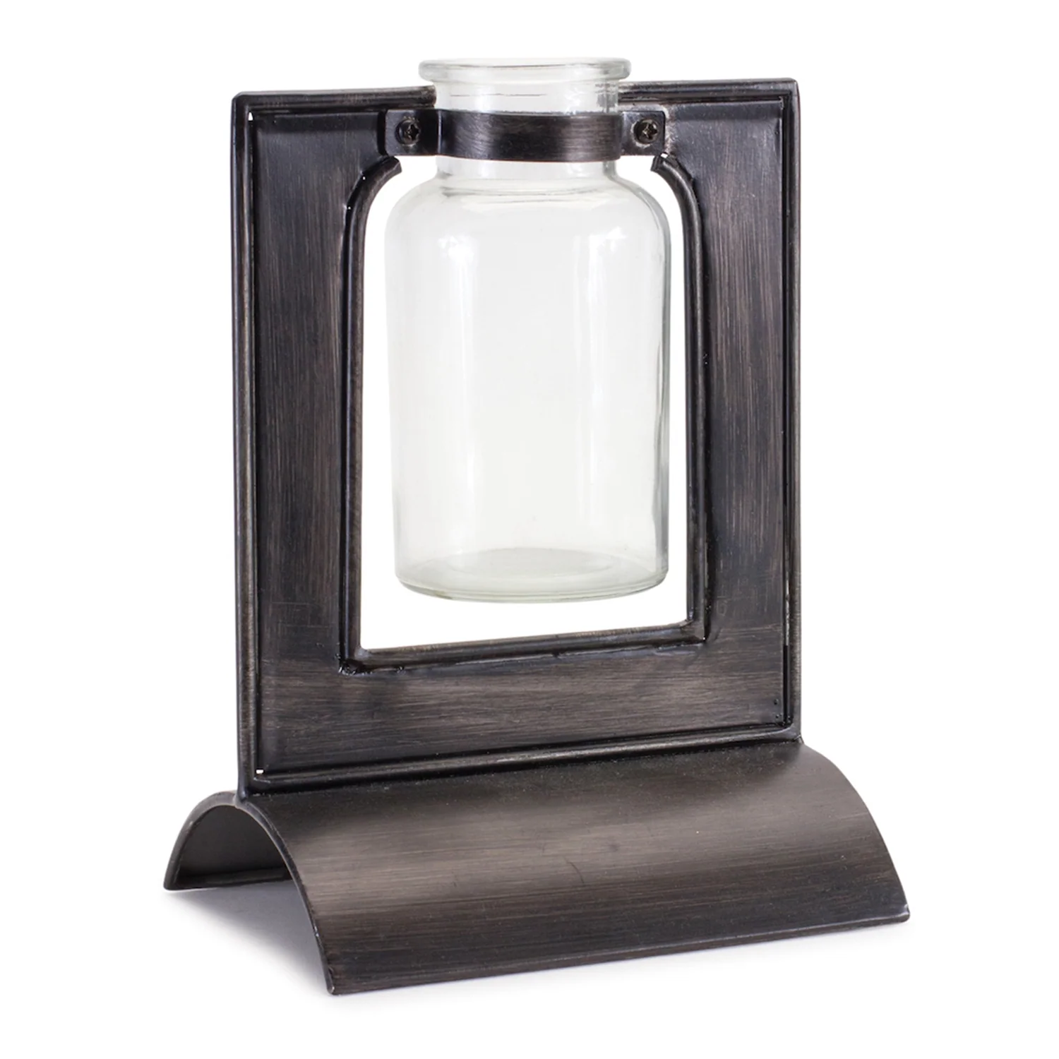 Glass Bottle Vase in Metal Holder 8″H
