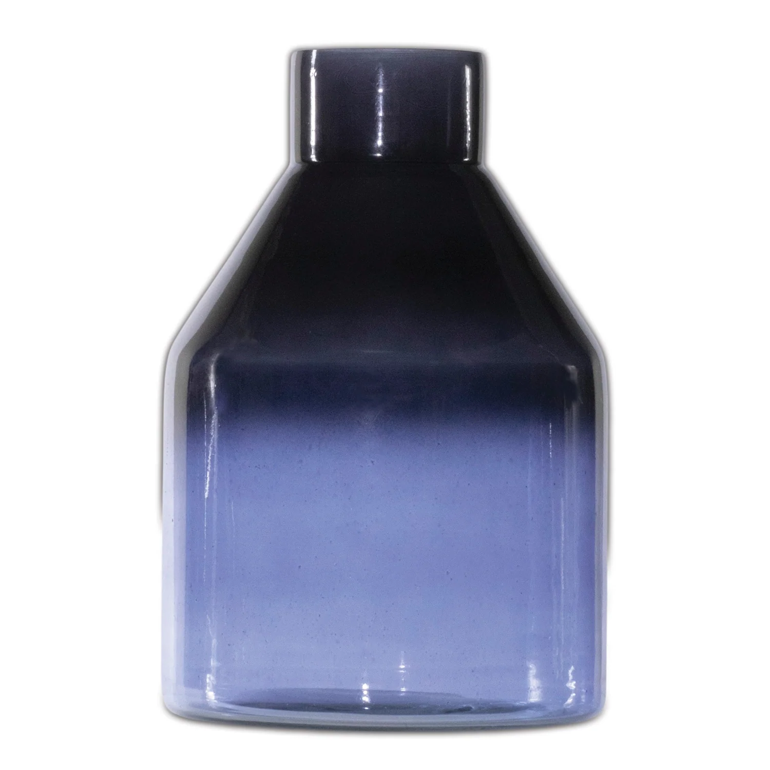 Blue Soda Lime Glass Bottle Vase 7″H