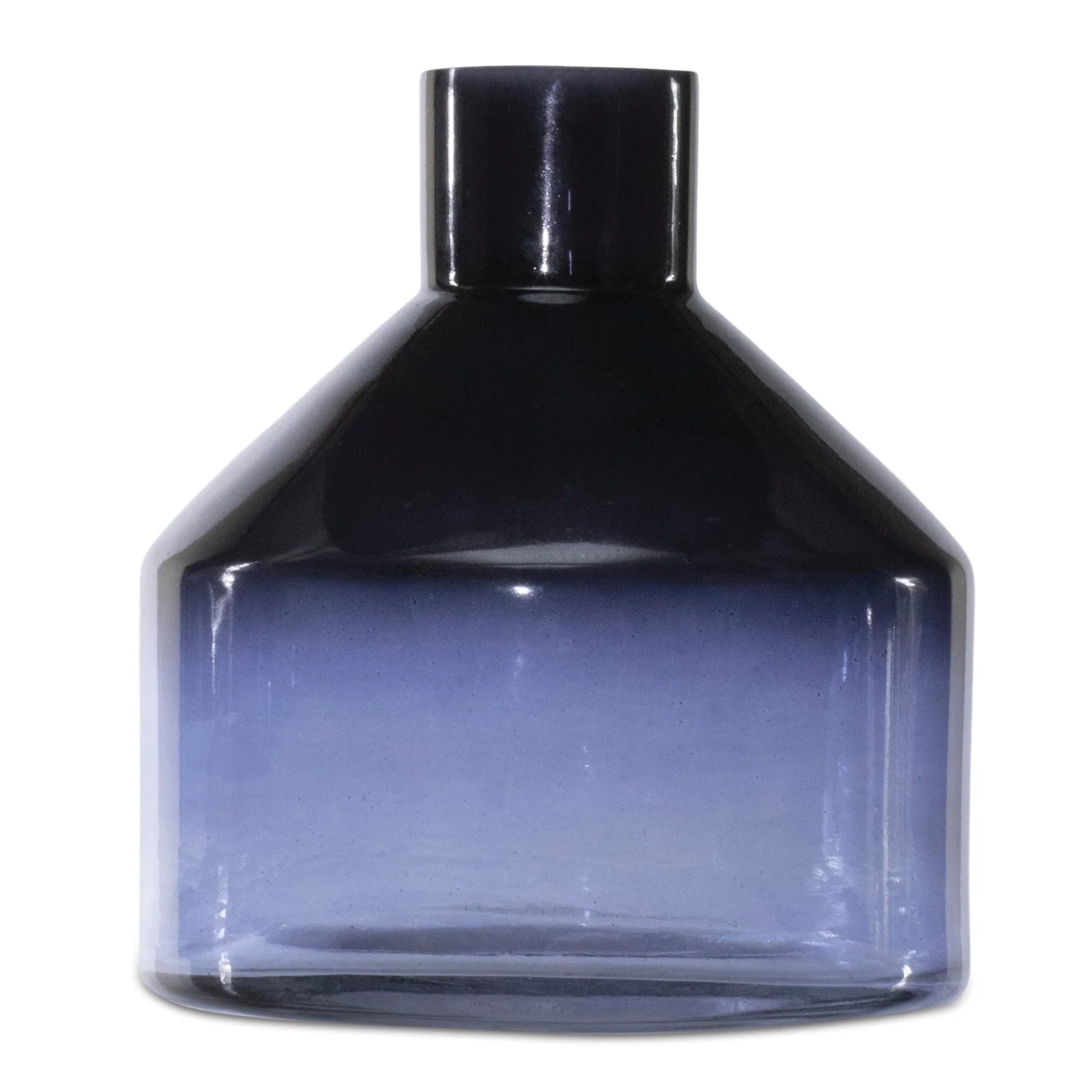 Blue Soda Lime Glass Bottle Vase 6″H