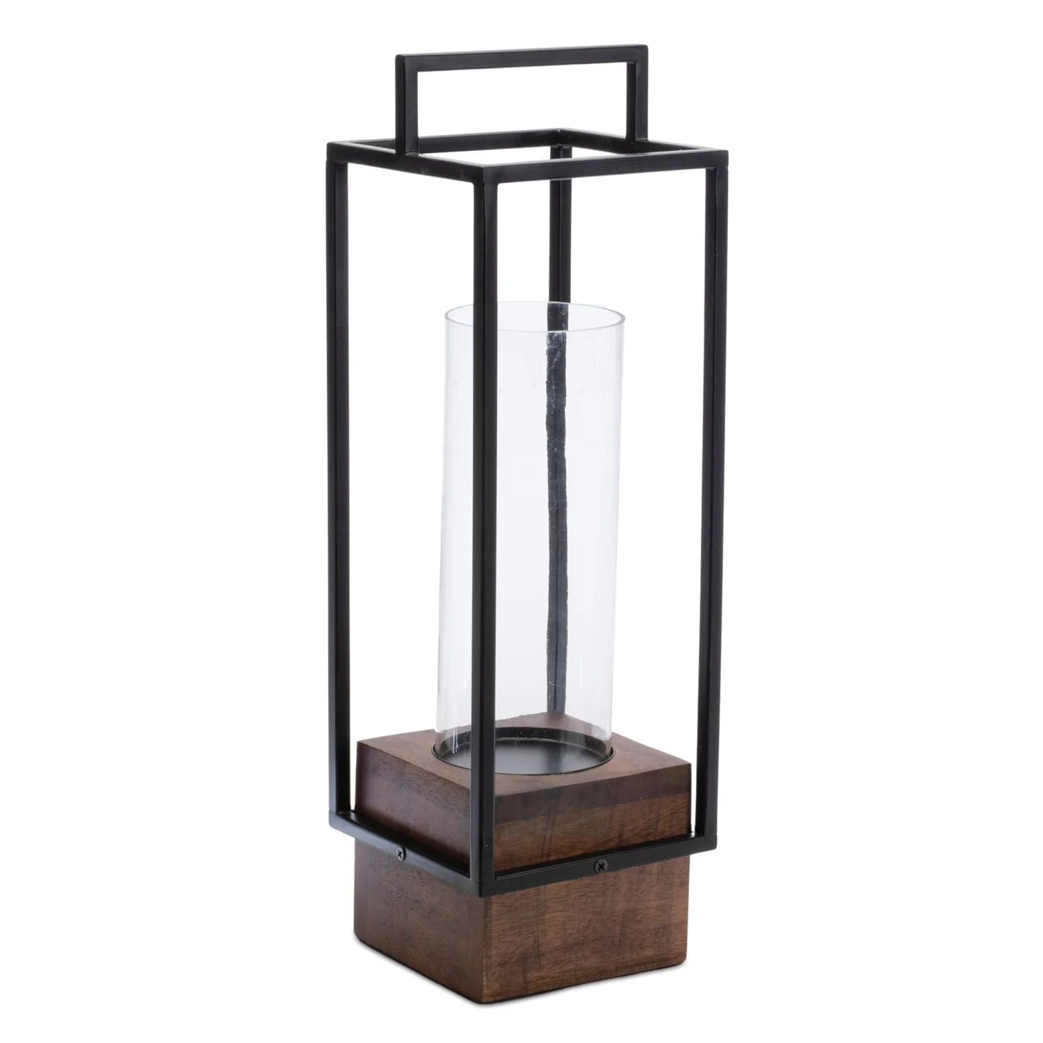 Wood Candle Holder with Iron Frame 20″H