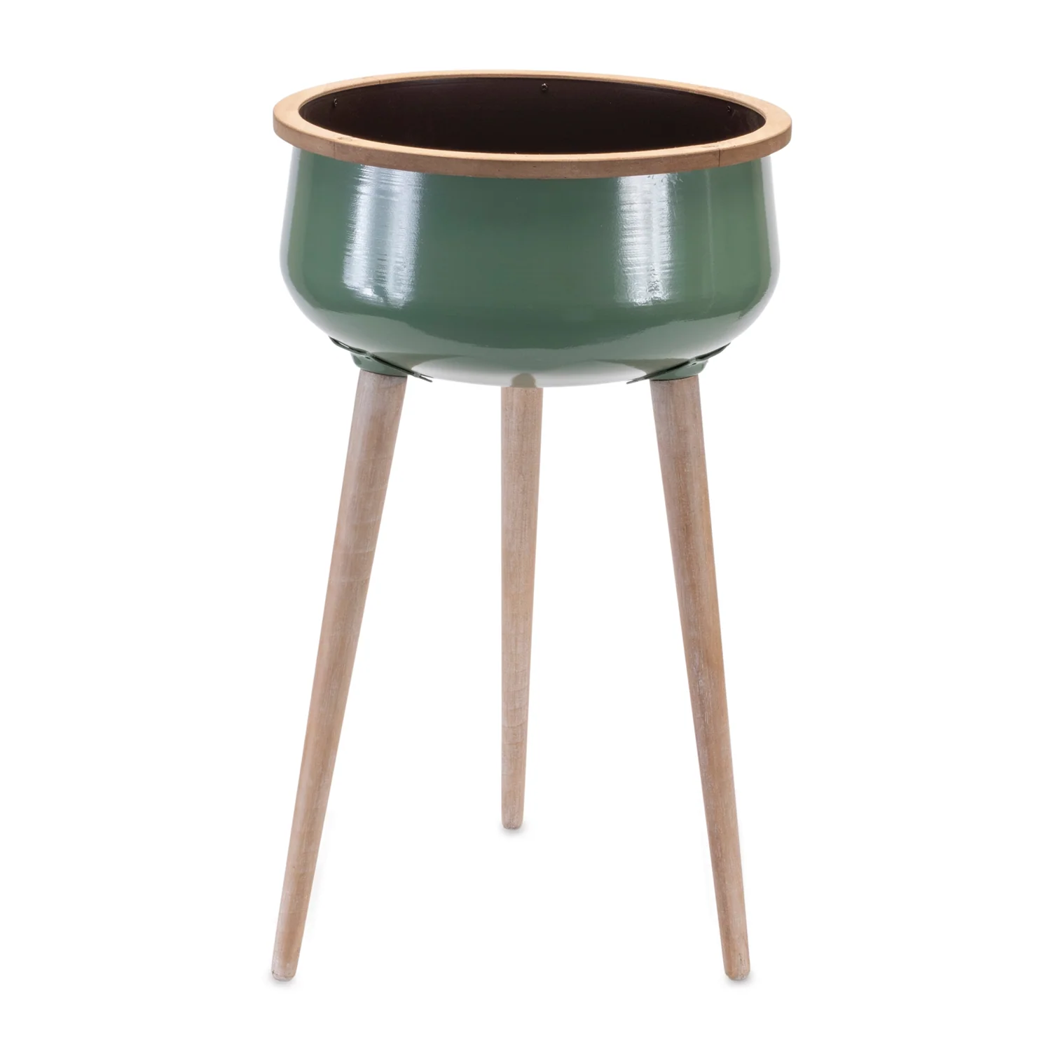 Metal Planter with Wood Legs 24″H