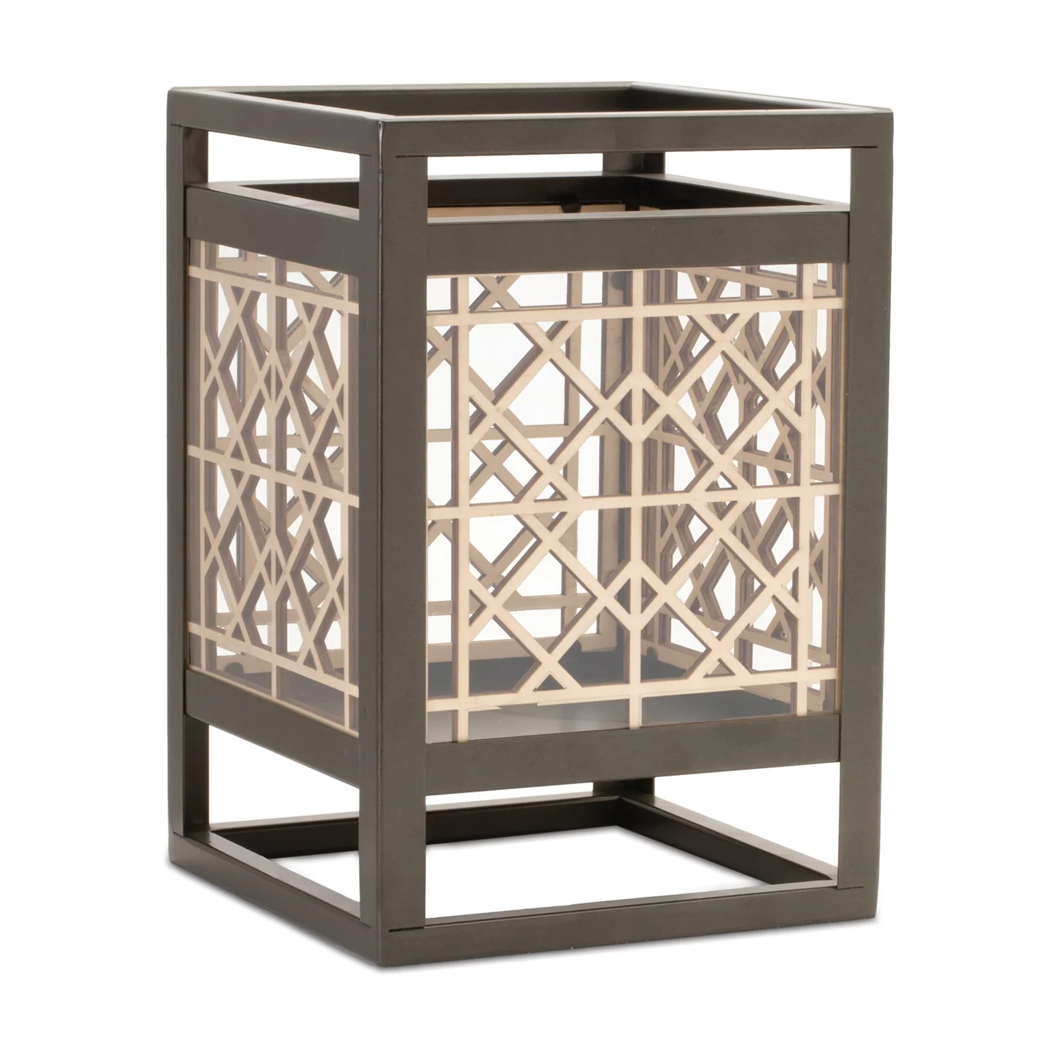 Cut Out Wood Candle Holder with Iron Frame 9.75″H